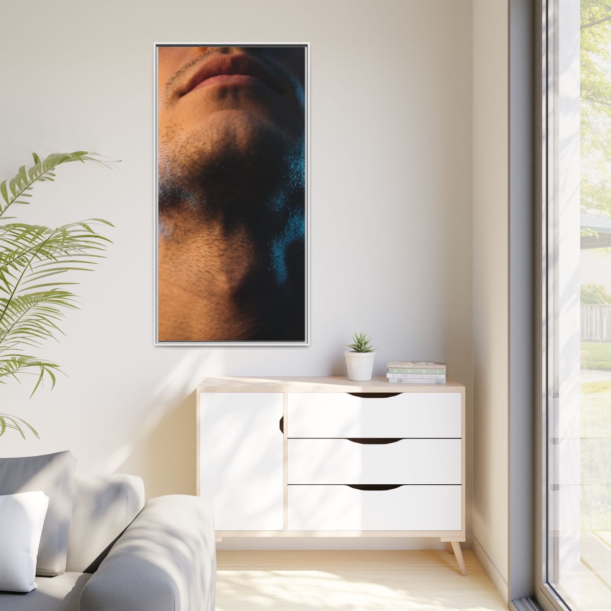 Matte Canvas, Framed - Neon Shadows Cinematic Portrait Art...
