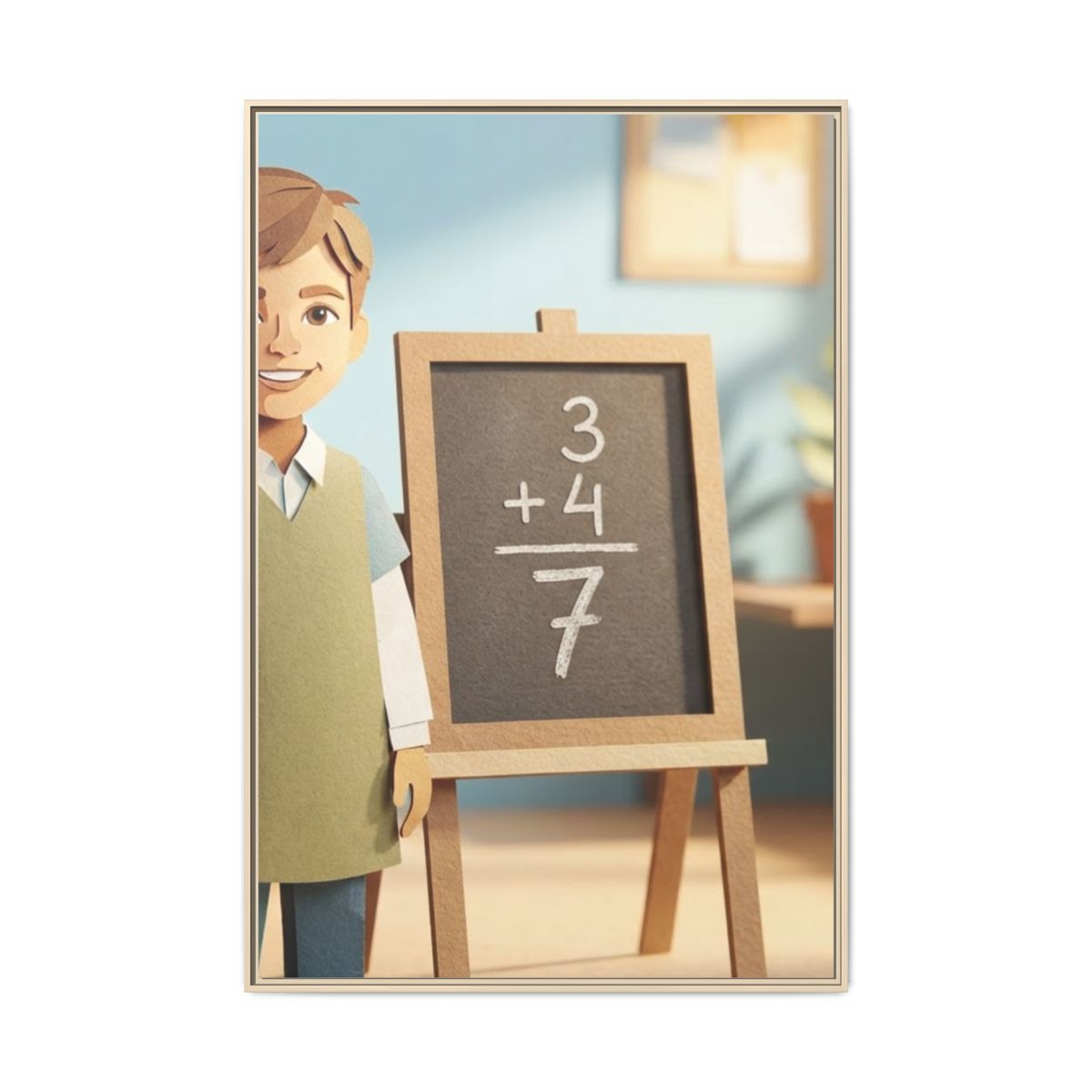 Matte Canvas Framed - Classroom Math Paper Art — Natural /...