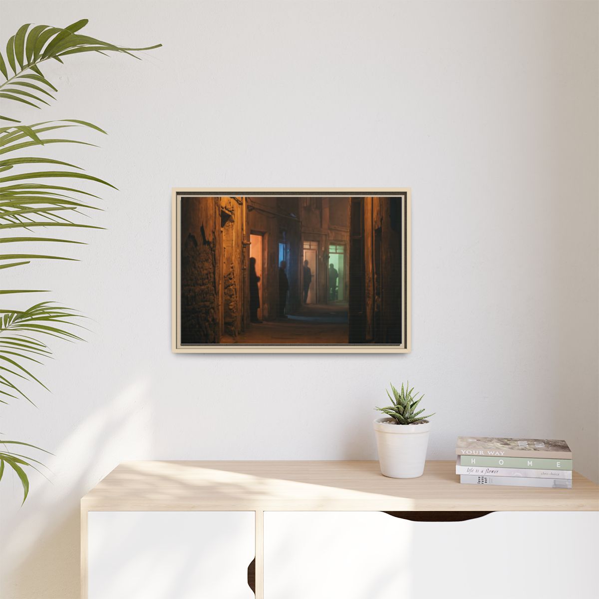 Matte Canvas, Framed - Shadowed Alleyway Mystery Art Print...