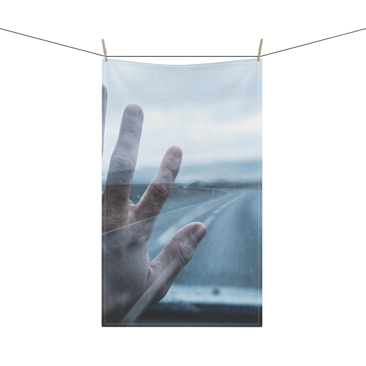 Tea Towels - Rainy Road Trip Horizon | Echovira Gallery