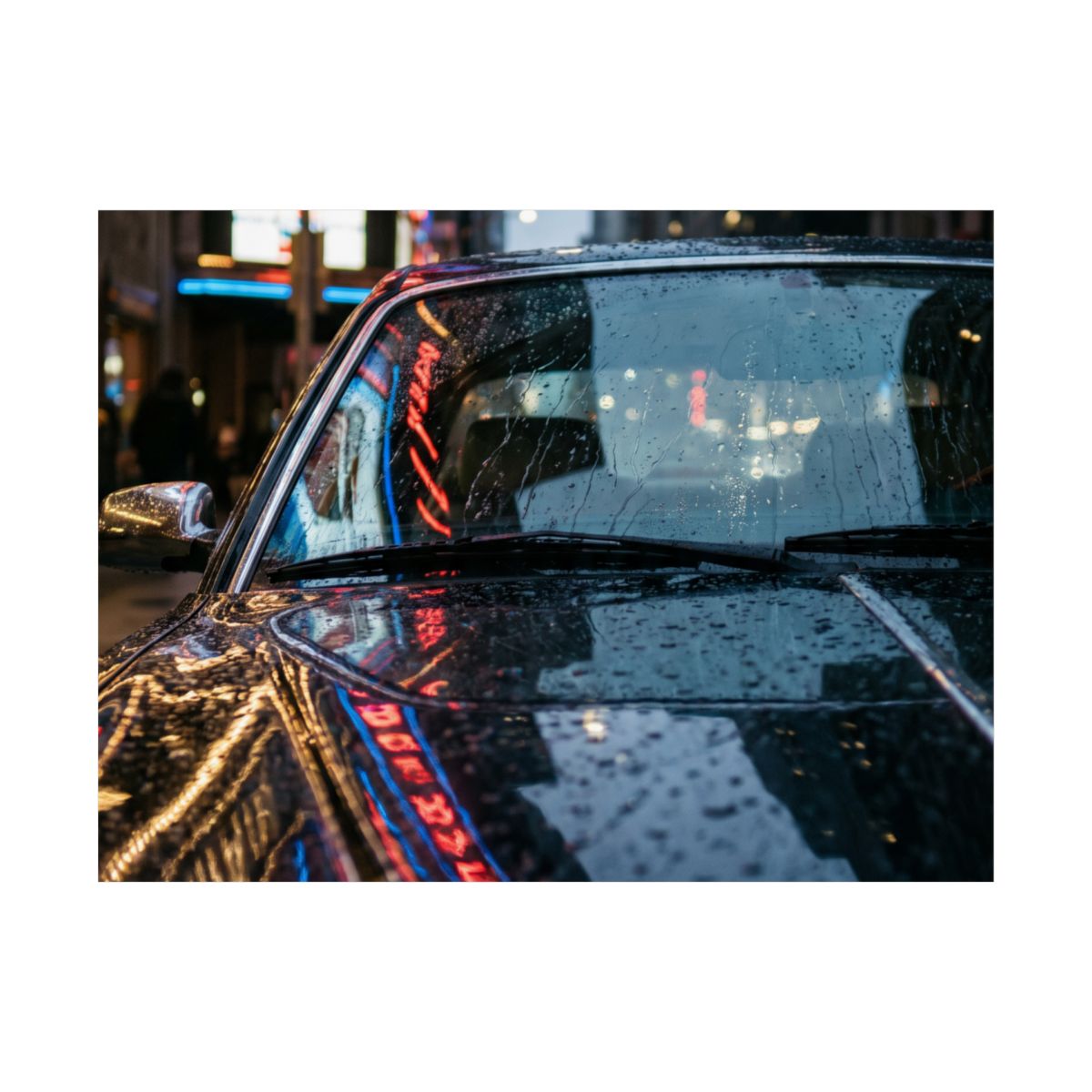 Matte Horizontal Posters - Rainy Neon City Street View... |...