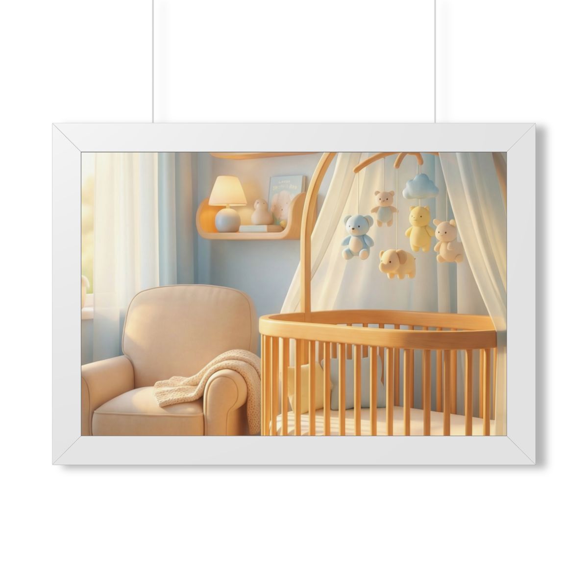 Framed Horizontal Poster - Dreamy Serene Nursery Art — White...
