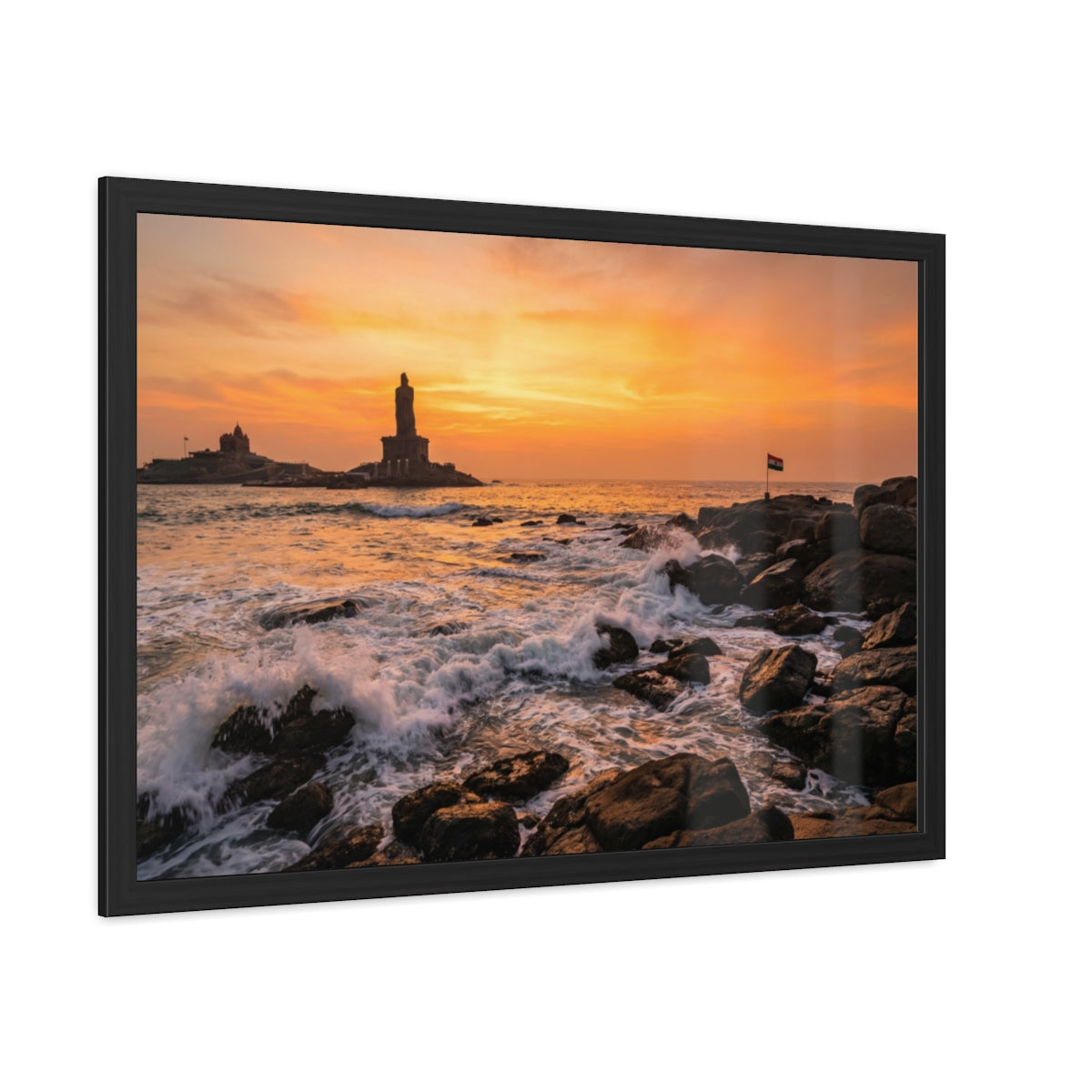Framed Posters - Coastal Golden Glow — Landscape