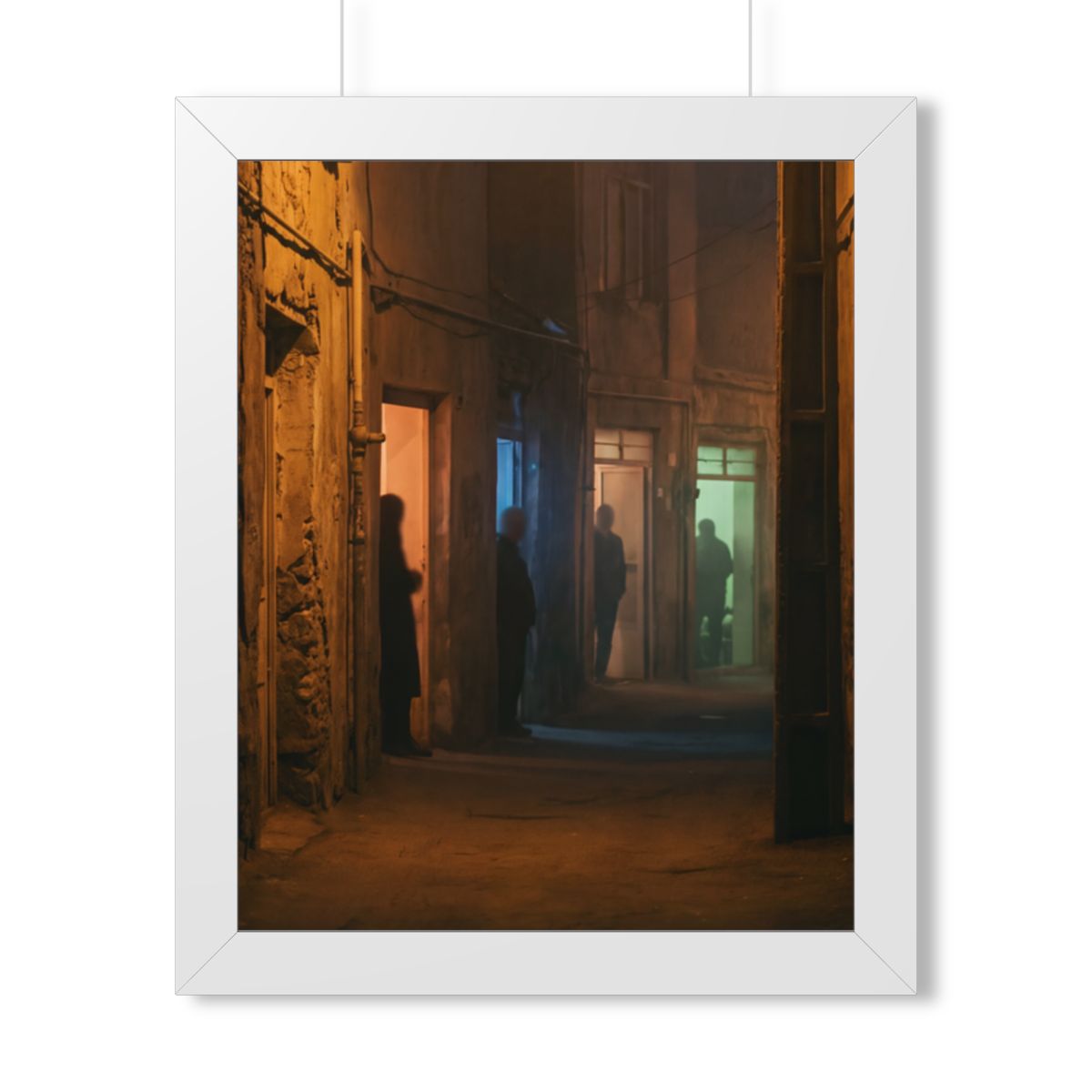 Framed Vertical Poster - Shadowed Alleyway Mystery Art Print...