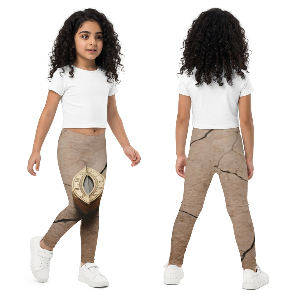 Antique Brass Sundial Kids Leggings