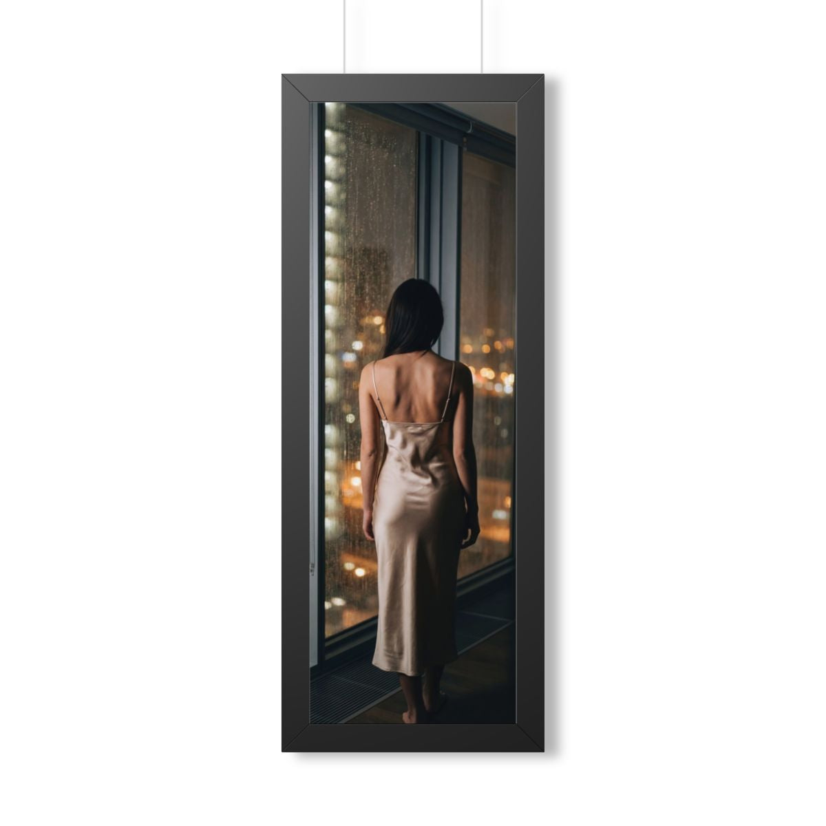 Framed Vertical Poster - Shimmering Rainscape — Black... |...