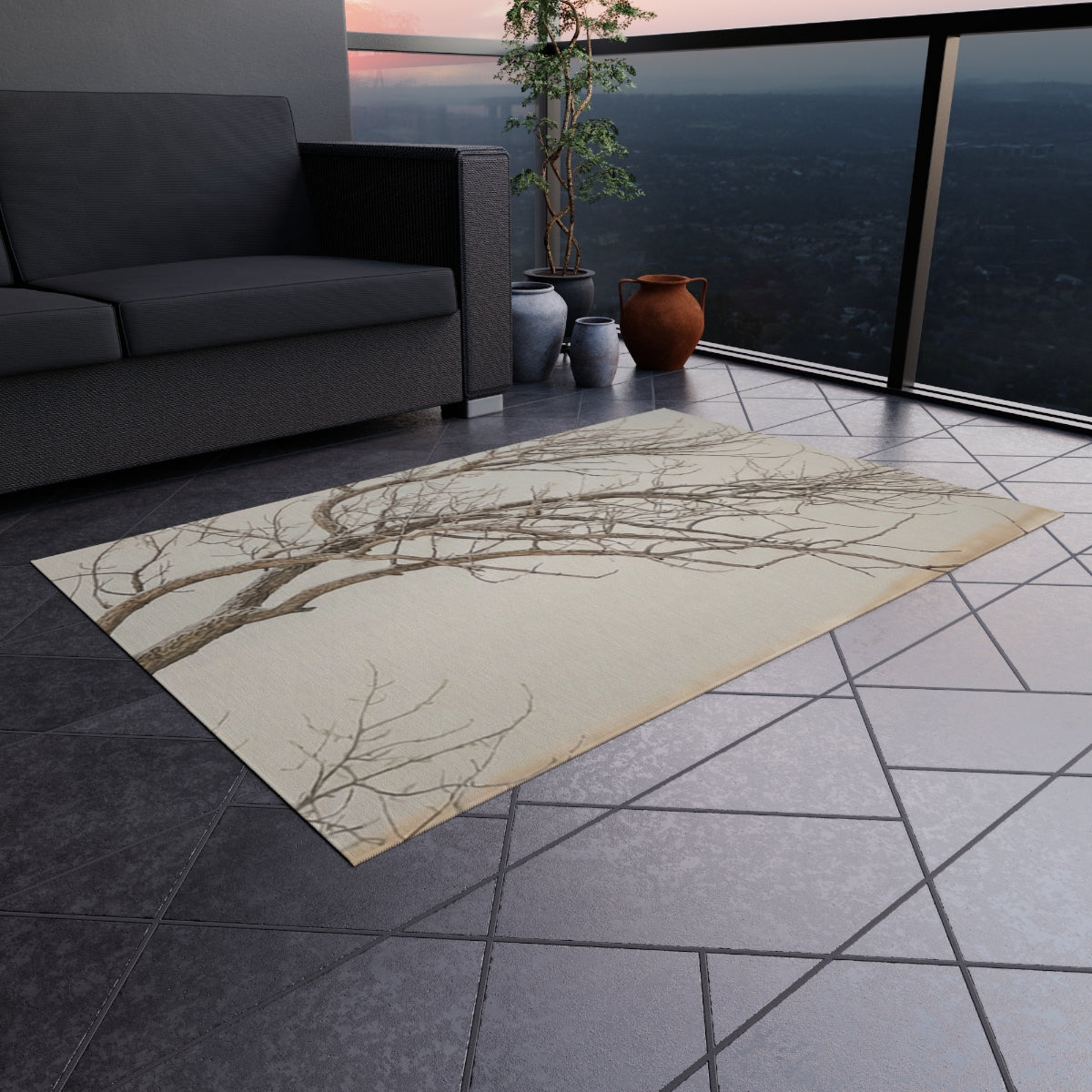 Outdoor Rug - Winter Branches Entry Mat | Echovira Gallery