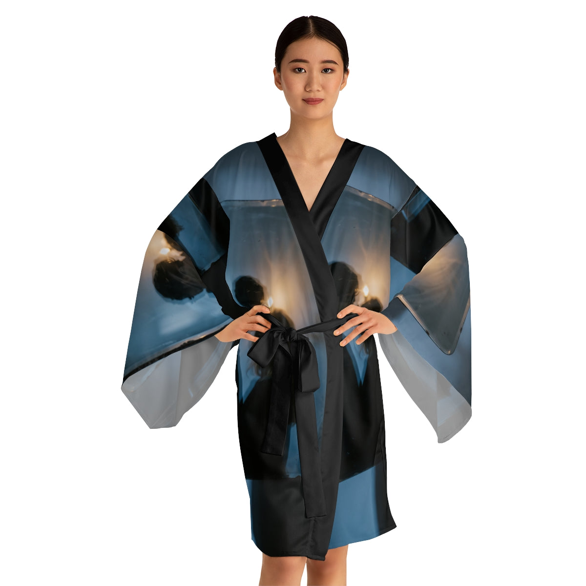 Midnight Reflections Robe - Moody Kimono Sleepwear |...