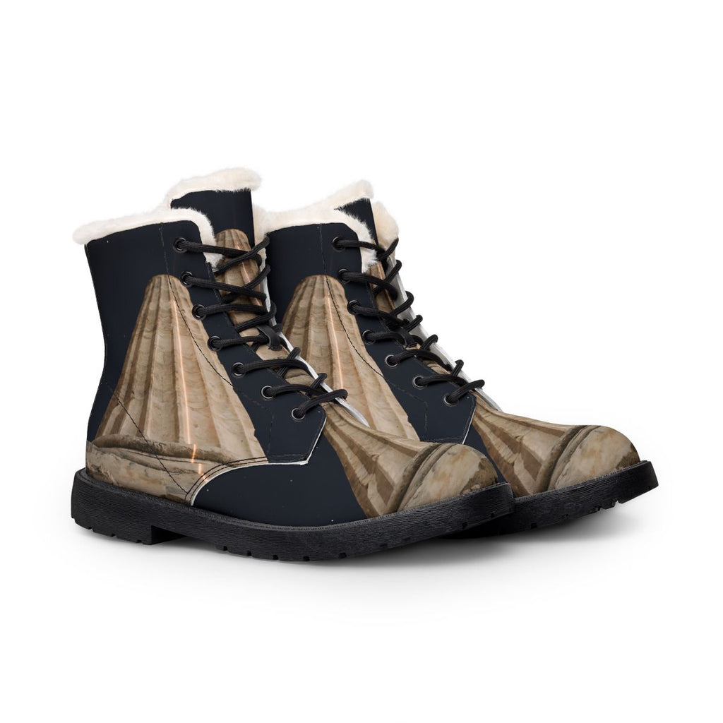 Ancient Stone Column Men's Fur Leather Boots
