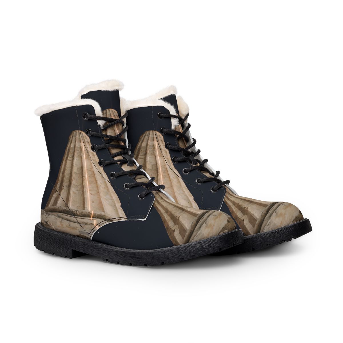 Ancient Stone Column Men's Fur Leather Boots