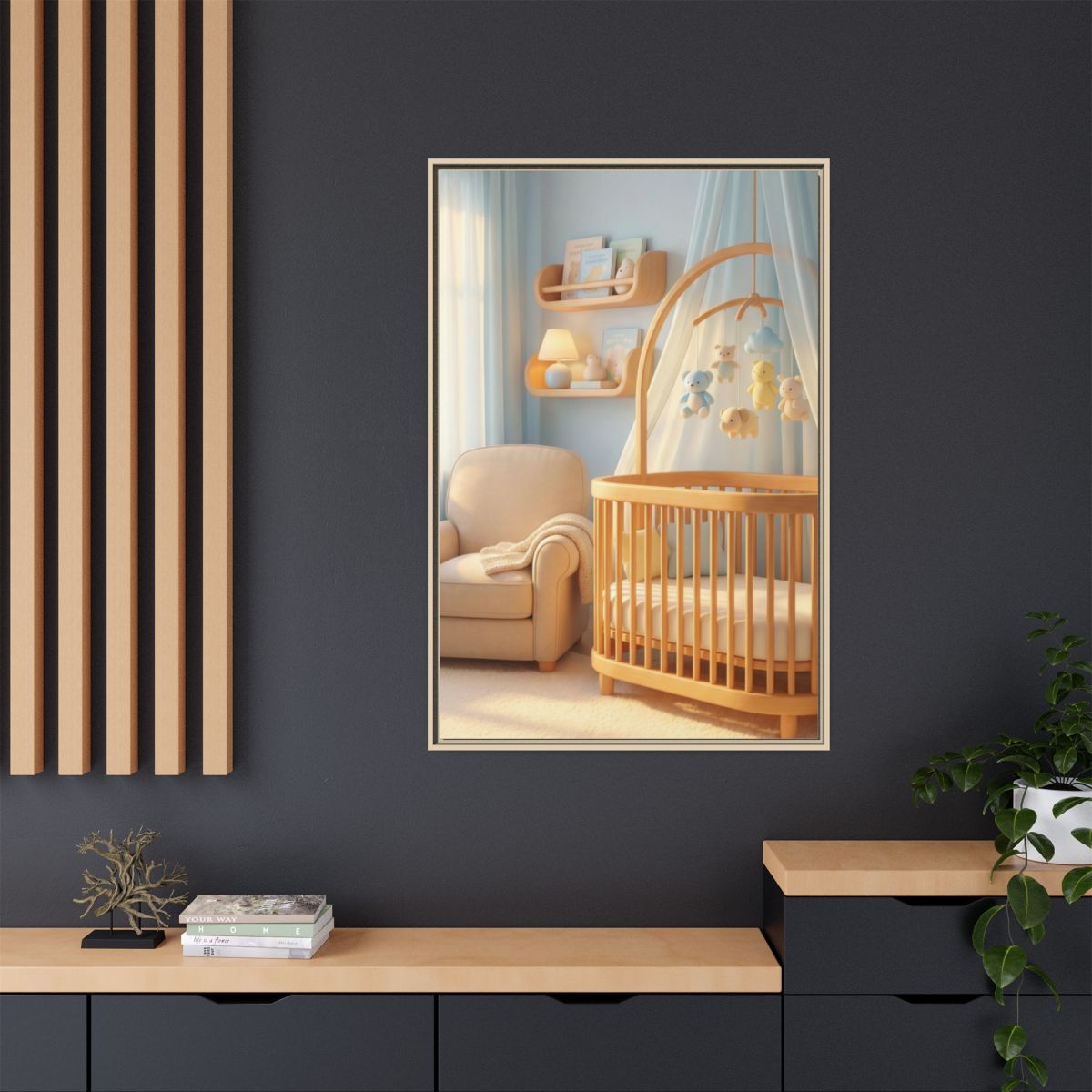 Matte Canvas, Framed - Dreamy Serene Nursery Art — Natural /...