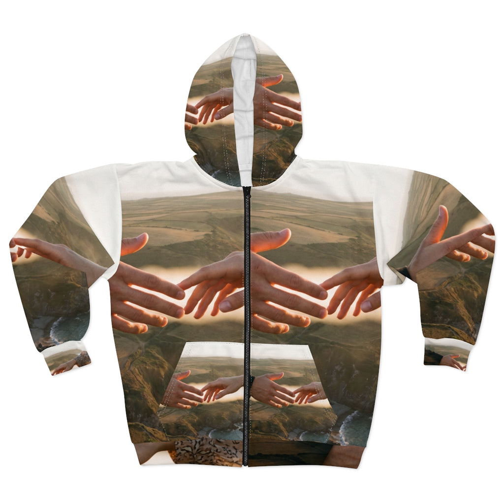 Unisex Zip Hoodie - The Infinite Touch | Ethereal Coastal......