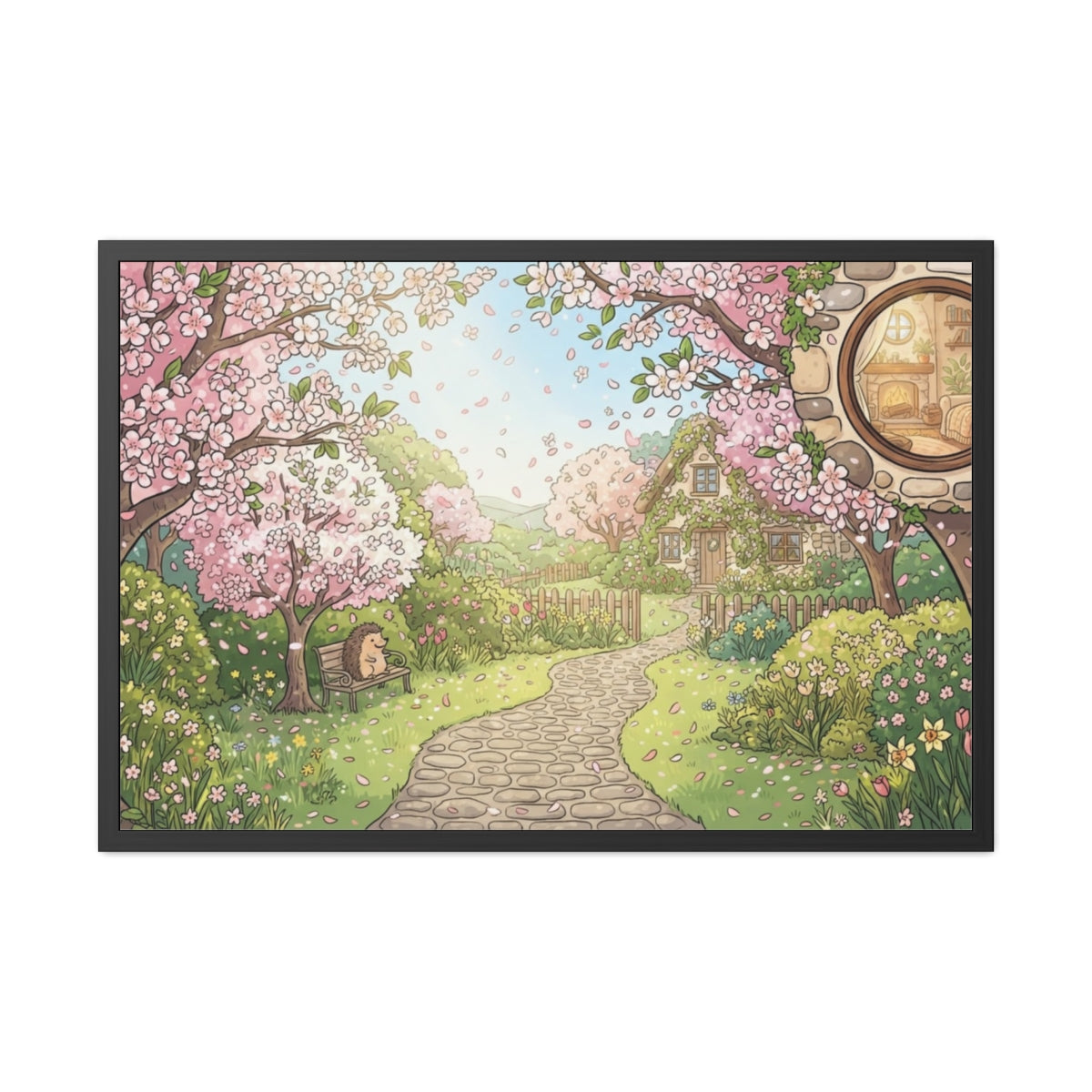 Framed Posters - Blossom Grove Cottagecore Art — Landscape...