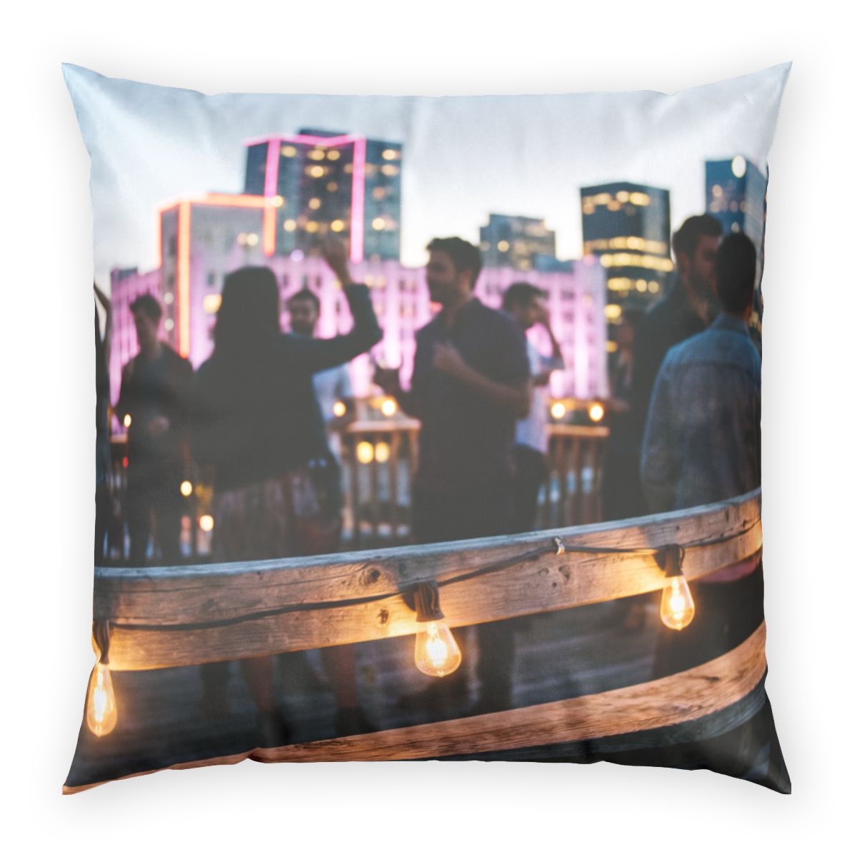 Poly Velvet Pillow - City Lights Skyline | Echovira Gallery