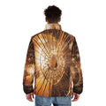 Men's Puffer Jacket - Fractured Light Amber Art - Cozy Moody...