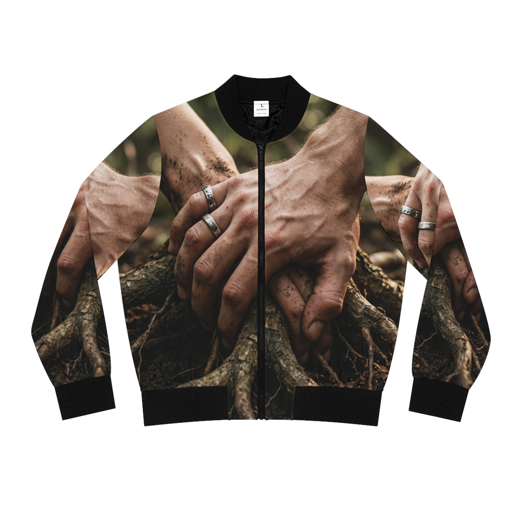 Women's Bomber Jacket with Forest Root Art