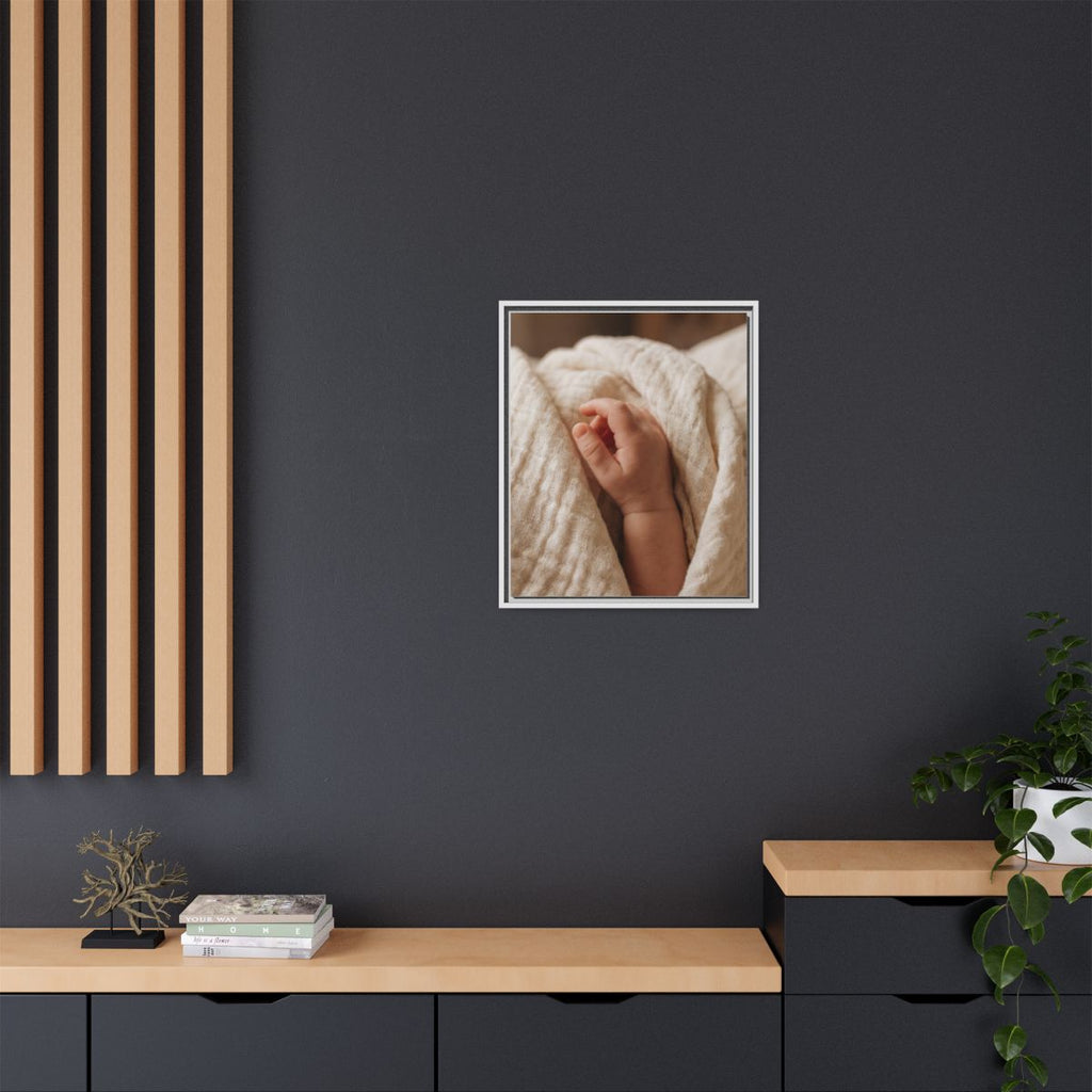 Framed Matte Canvas - Tender Newborn Hand (8×10, 9×12... |...