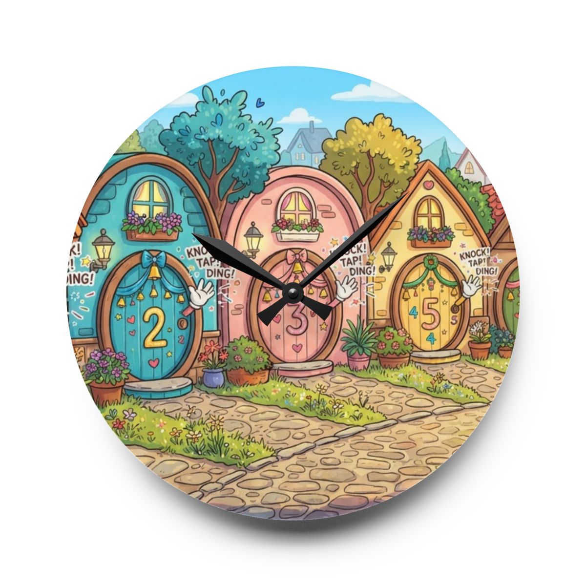 Acrylic Wall Clock - Storybook Counting Village | Echovira...