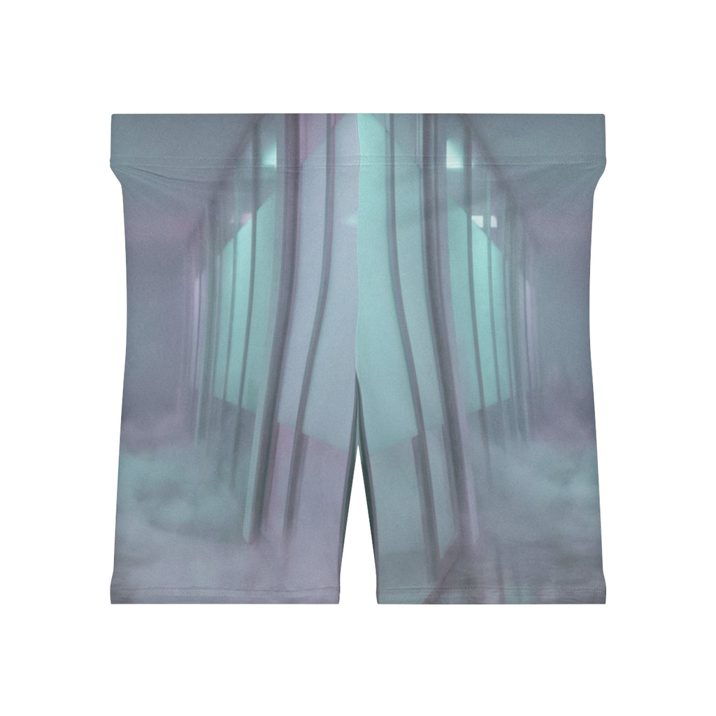 Women's Biker Shorts - Liminal Corridor Fog Art Print |...