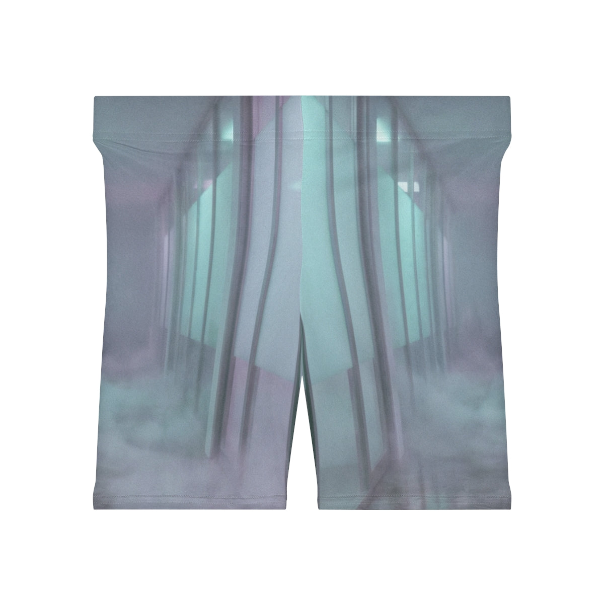 Women's Biker Shorts - Liminal Corridor Fog Art Print |...