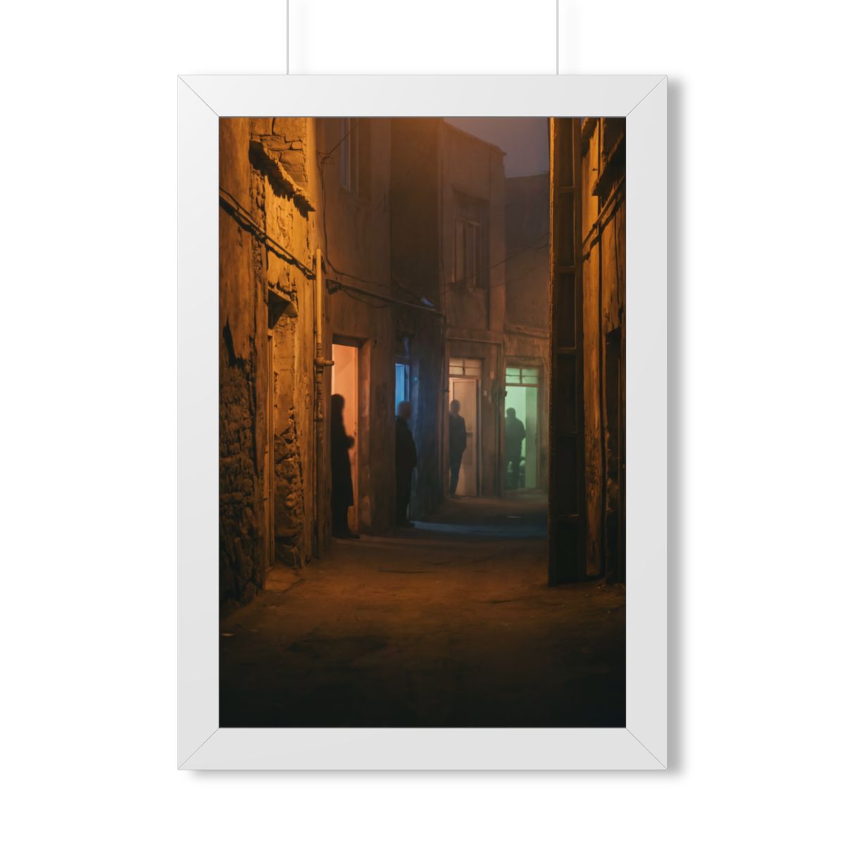 Framed Vertical Poster - Shadowed Alleyway Mystery Art Print...