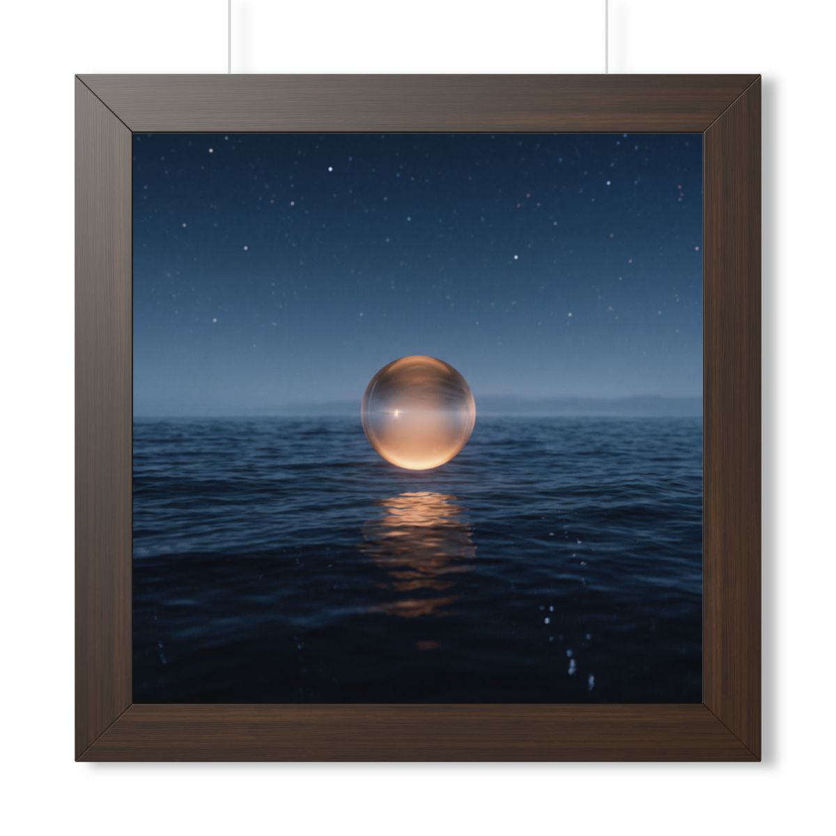 Framed Vertical Poster - Glowing Ocean Horizon — Walnut... |...