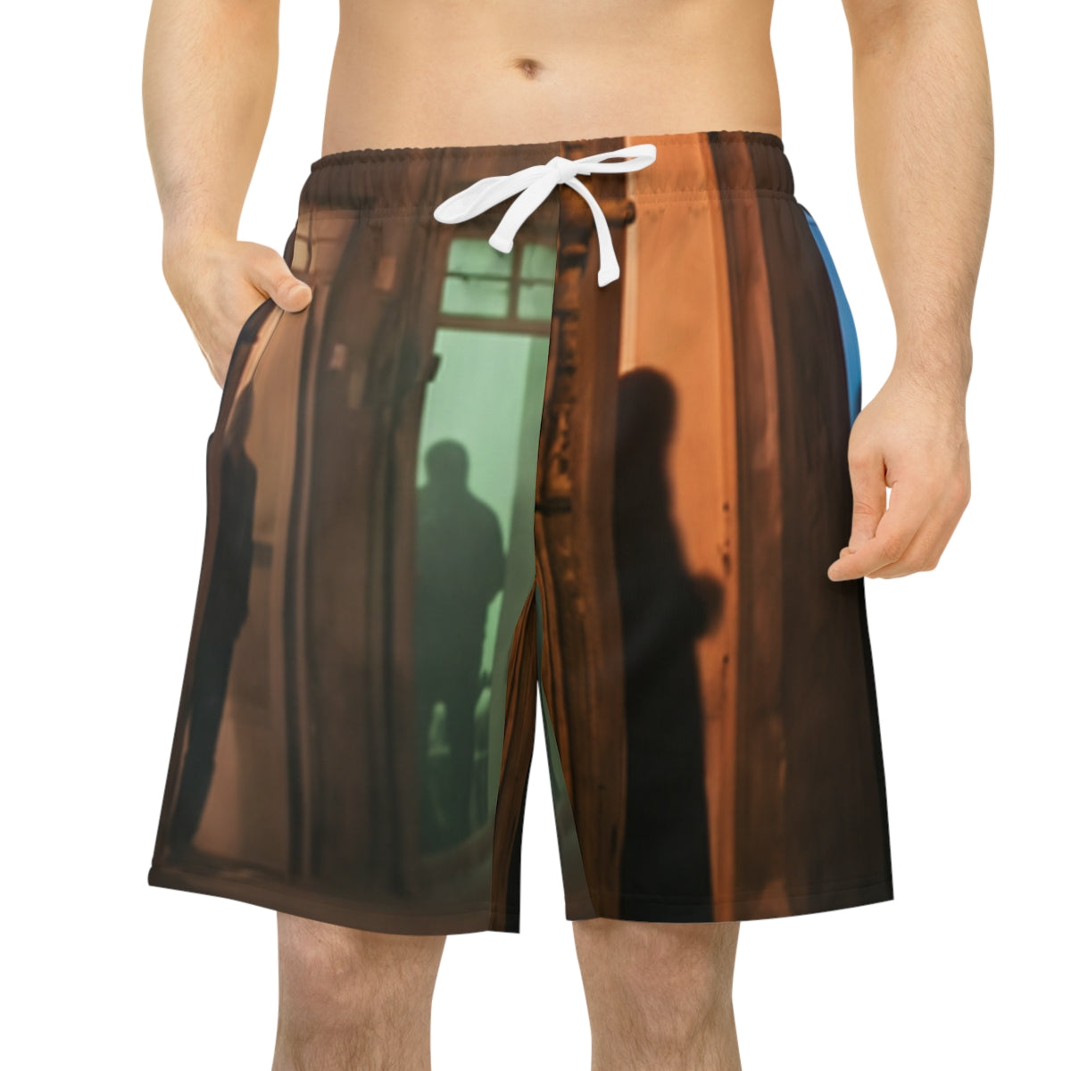 Men's Athletic Long Shorts - Nocturnal Alleyway Misty Street...