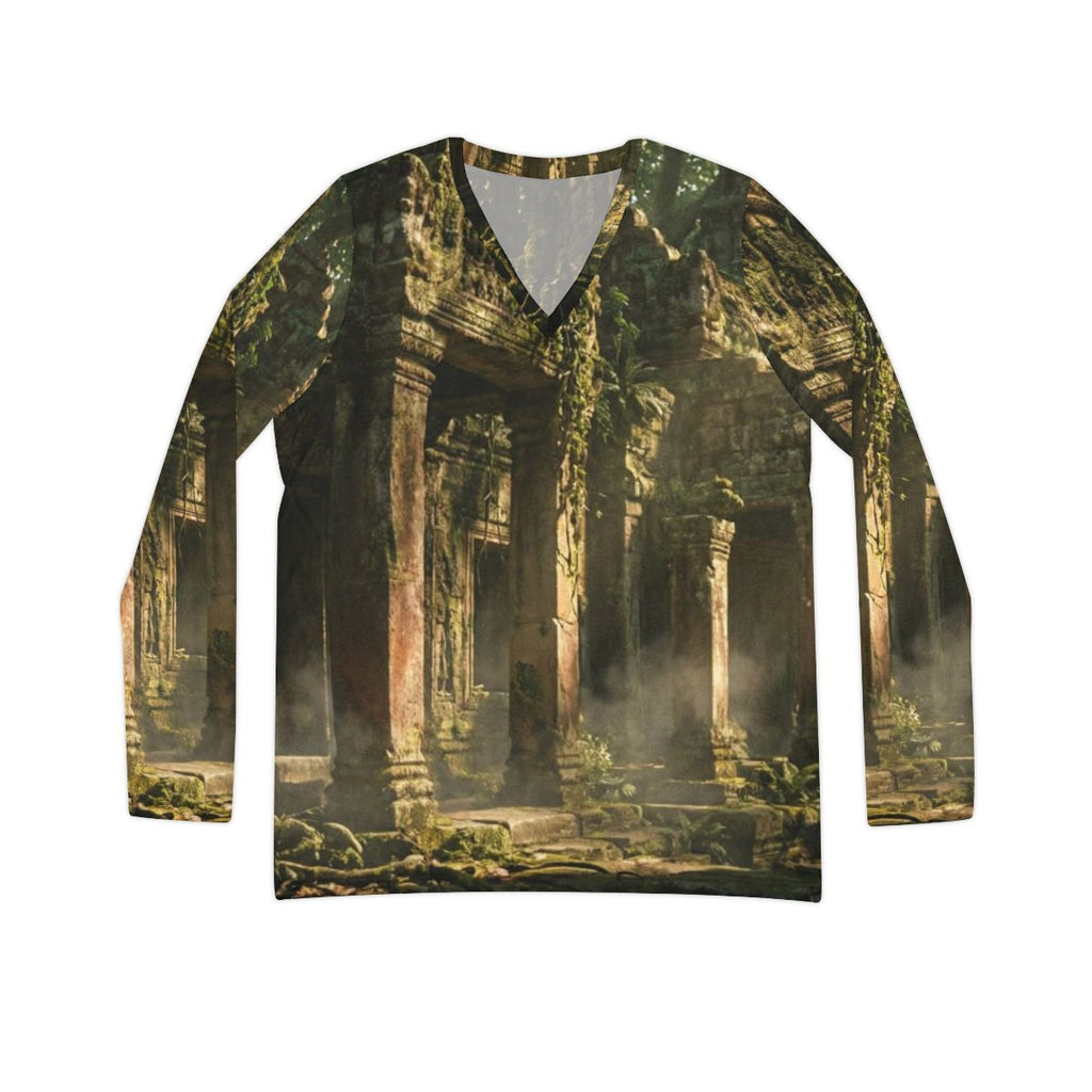 Women's V-Neck Shirt - Ancient Sanctuary | Echovira Gallery