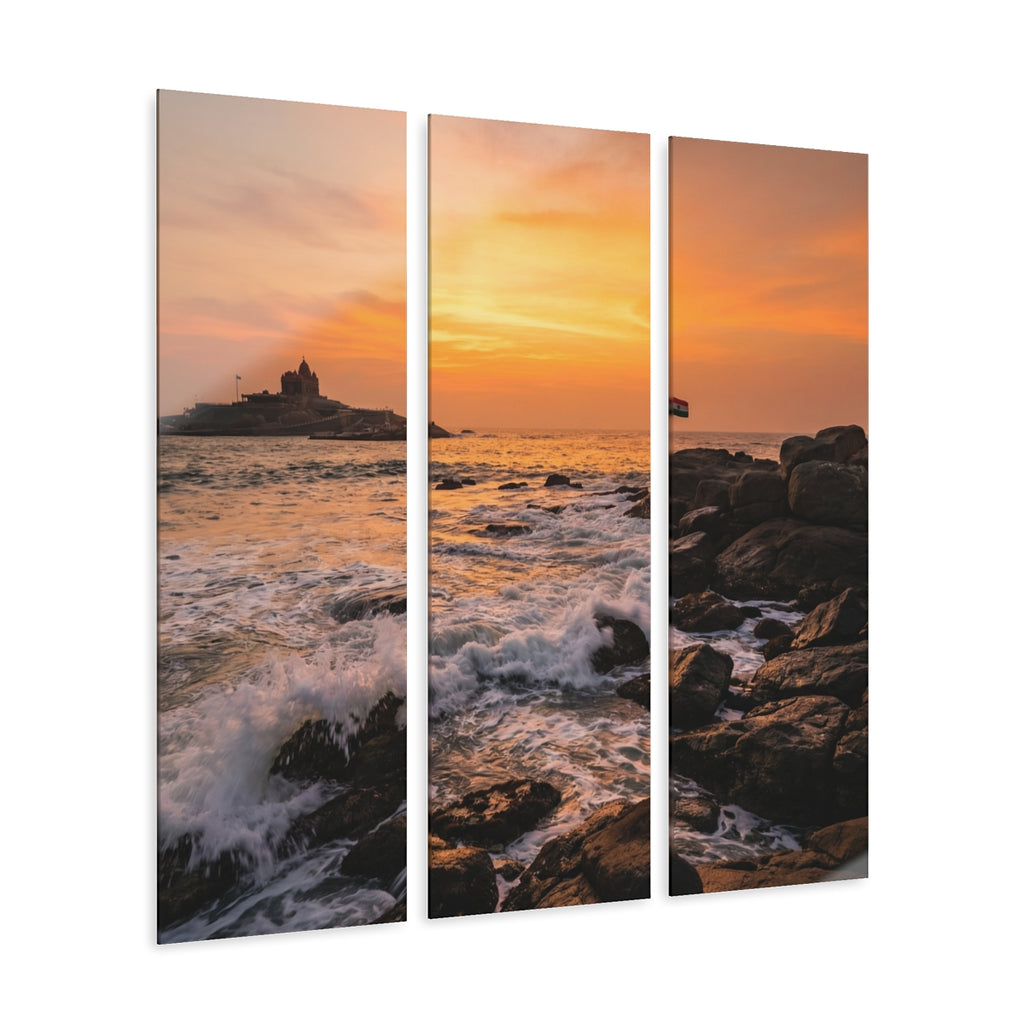 Acrylic Prints - Golden Coastal Art — Portrait
