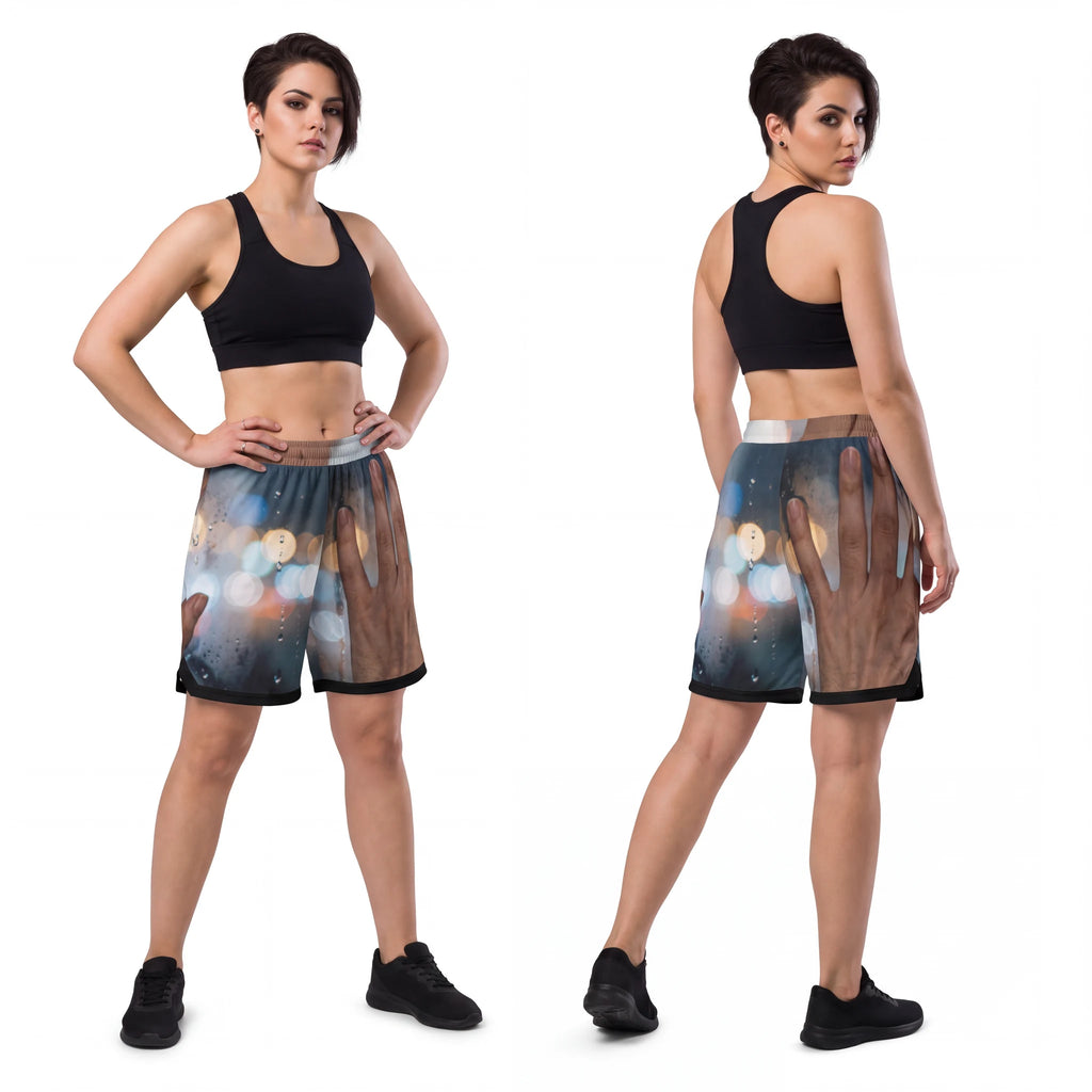 Women's Rib Basketball Shorts Rainy City Art