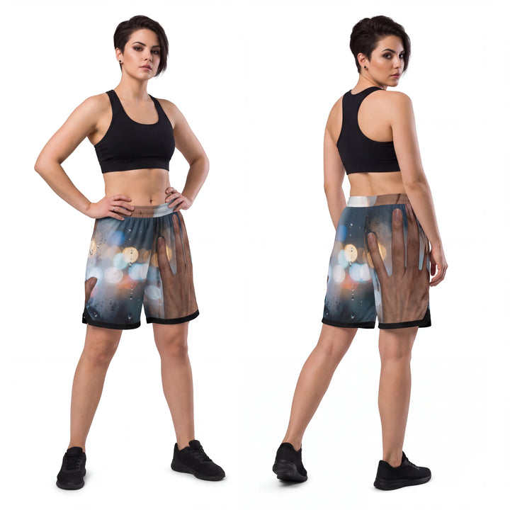 Shorts de basquete canelado feminino - Chuva e serenidade