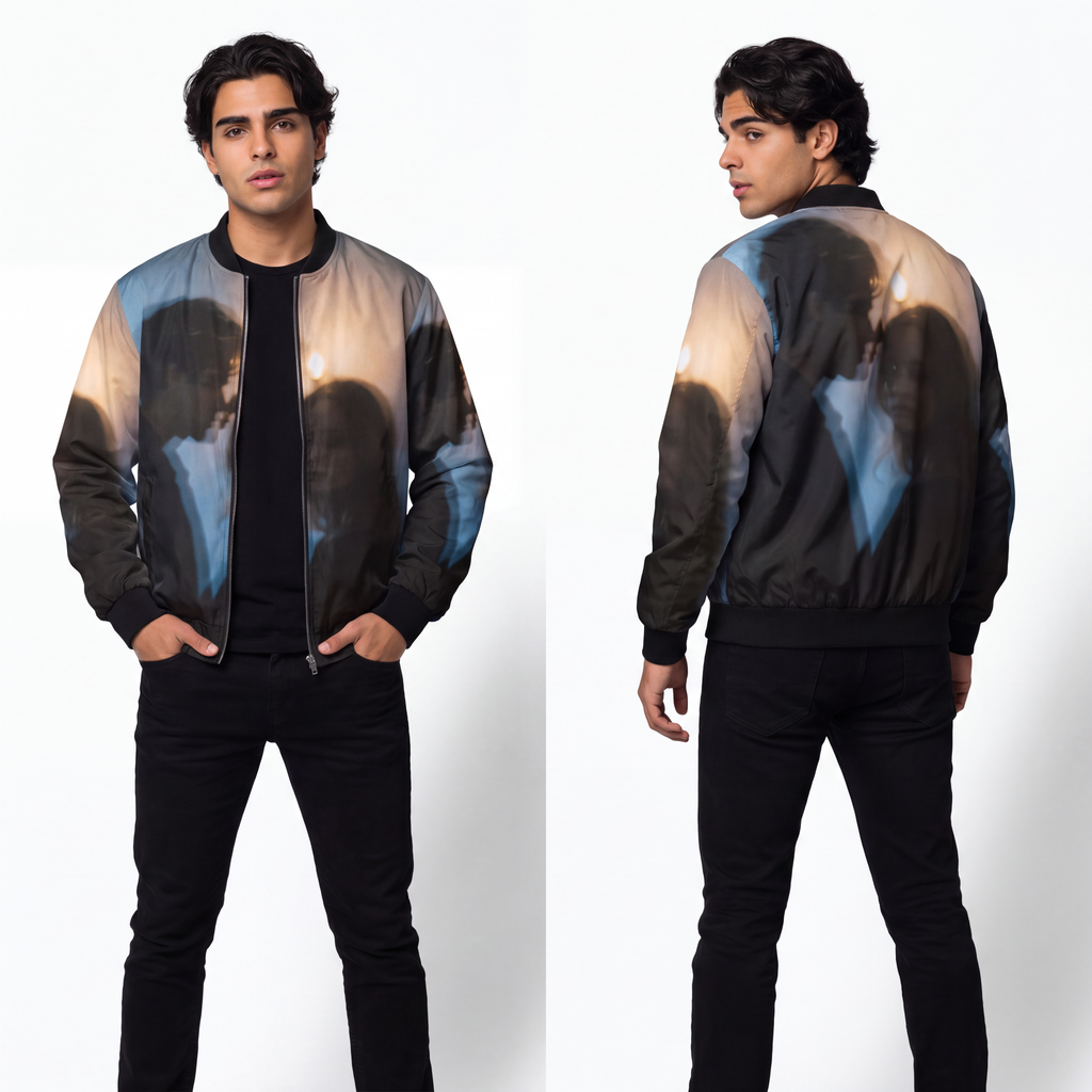 Men's Bomber Jacket - Midnight Shadow - Cinematic Streetwear...
