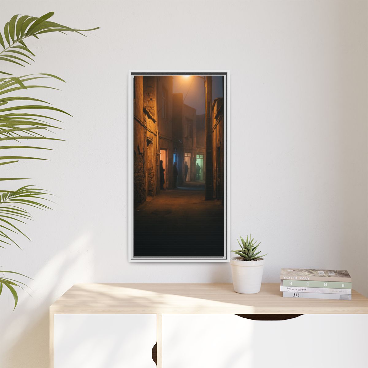 Matte Canvas, Framed - Shadowed Alleyway Mystery Art Print...