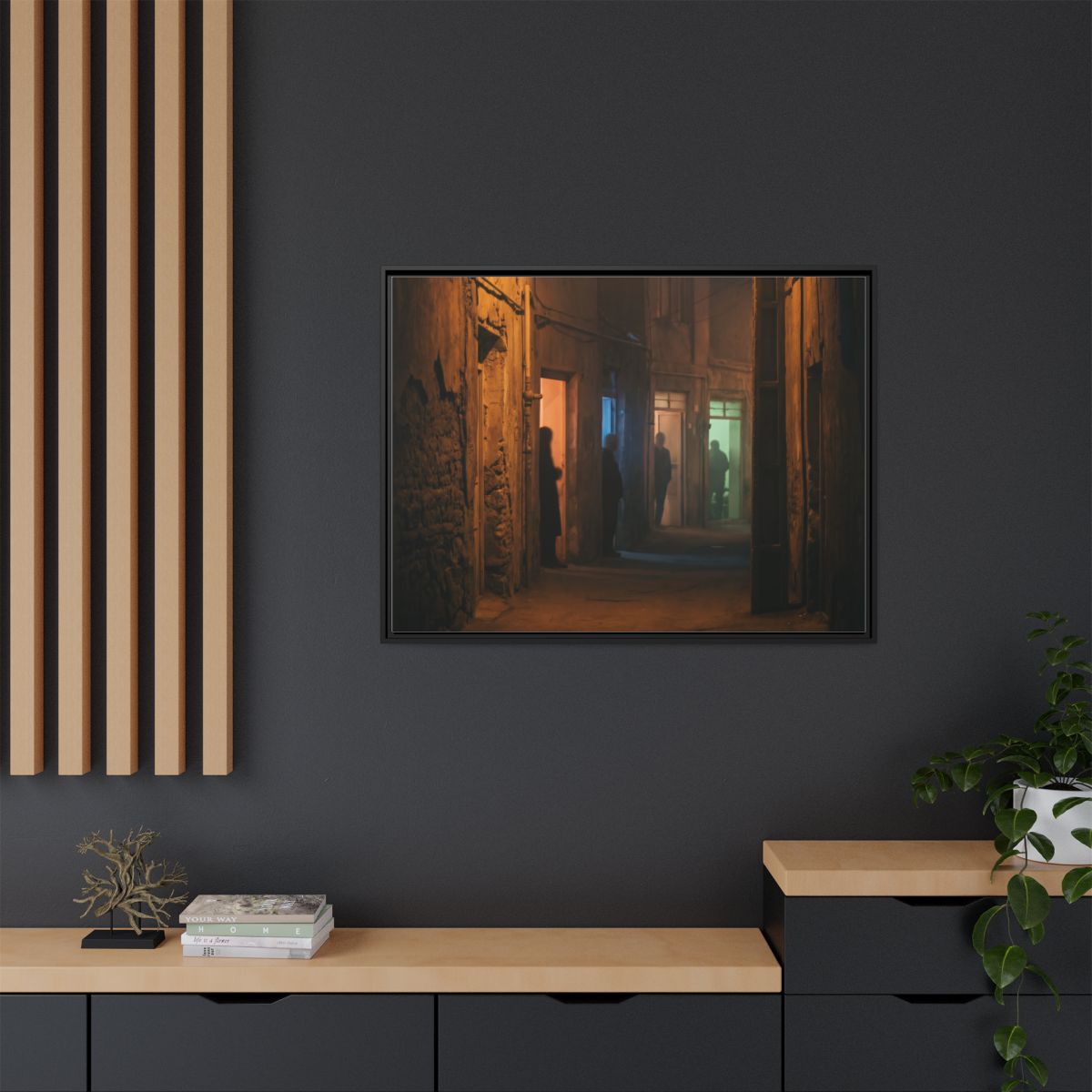 Matte Canvas, Framed - Shadowed Alleyway Mystery Art Print...