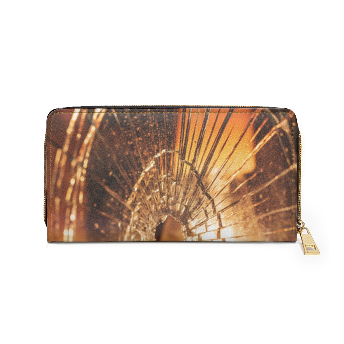 Zipper Wallet - Golden Fracture Shattered Glass Art |...