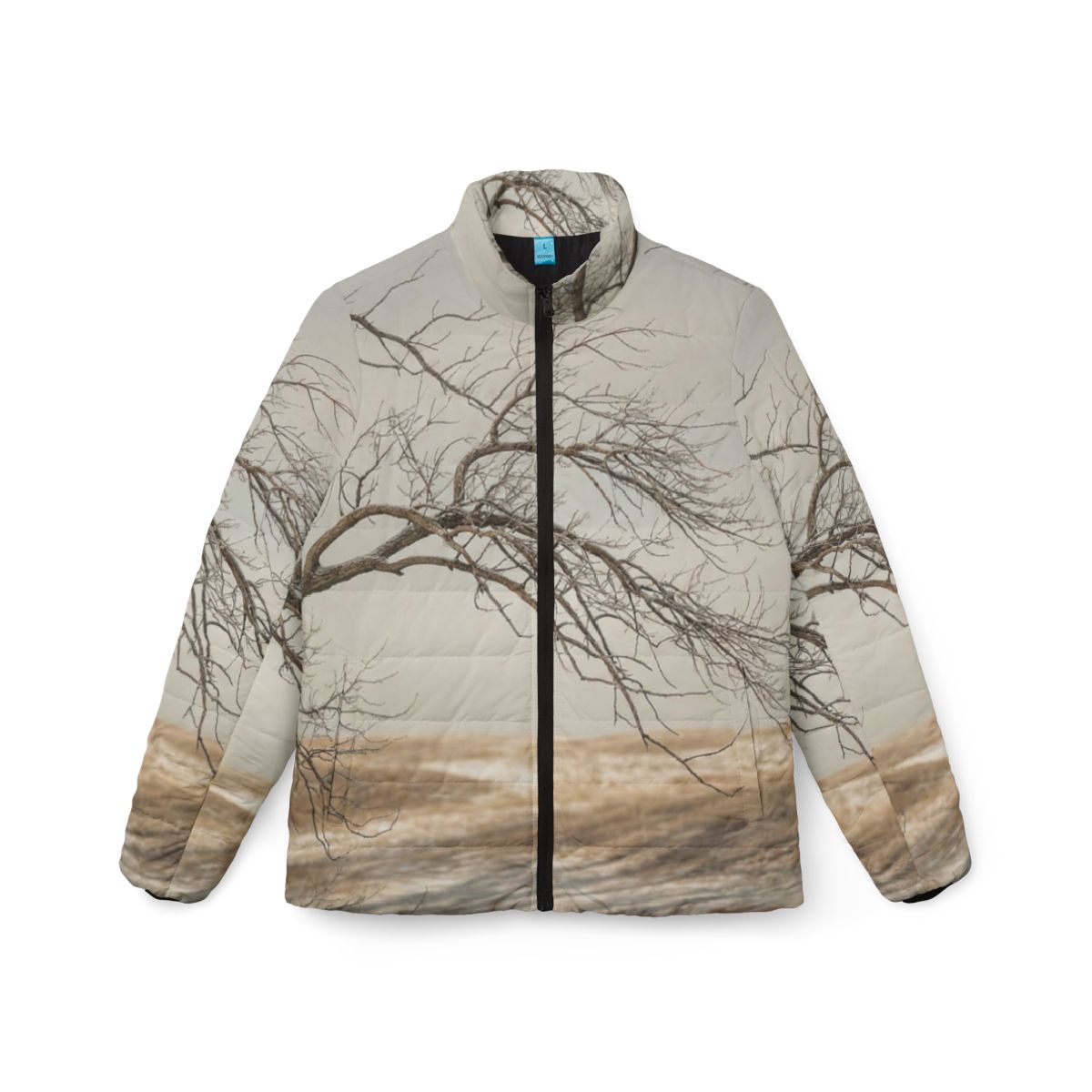 Women's Puffer Jacket - Winter Branch Solitude Landscape |...