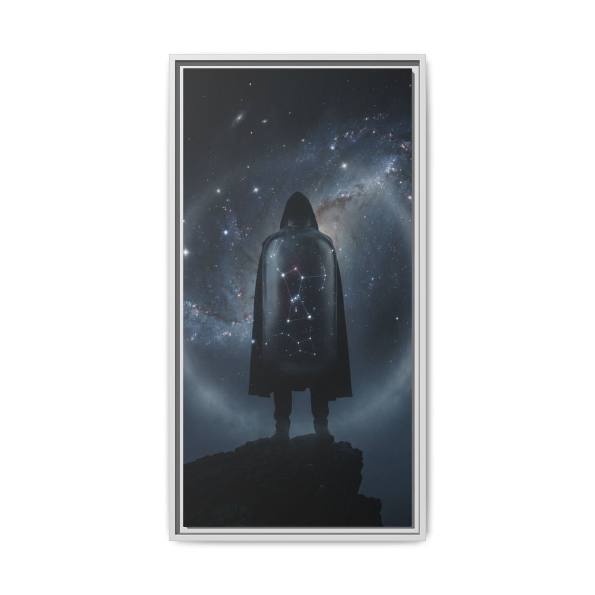 Framed Matte Canvas - Cosmic Sentinel — White / 1.25" (8×10, 9×12, 11×14, 12×16, 10×20, 12×18, 16×20, 16×24, 18×24, 12×36, 20×24, 16×32, 20×30, 24×30, 24×32, 16×48, 24×36, 24×48, 30×40, 20×60, 32×48, 30×60 & 40×60)