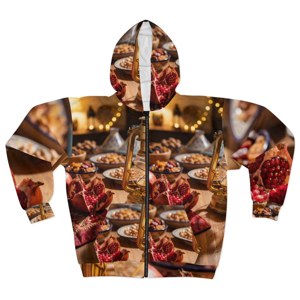 Unisex Zip Hoodie - Amber Twilight Feast | Echovira Gallery