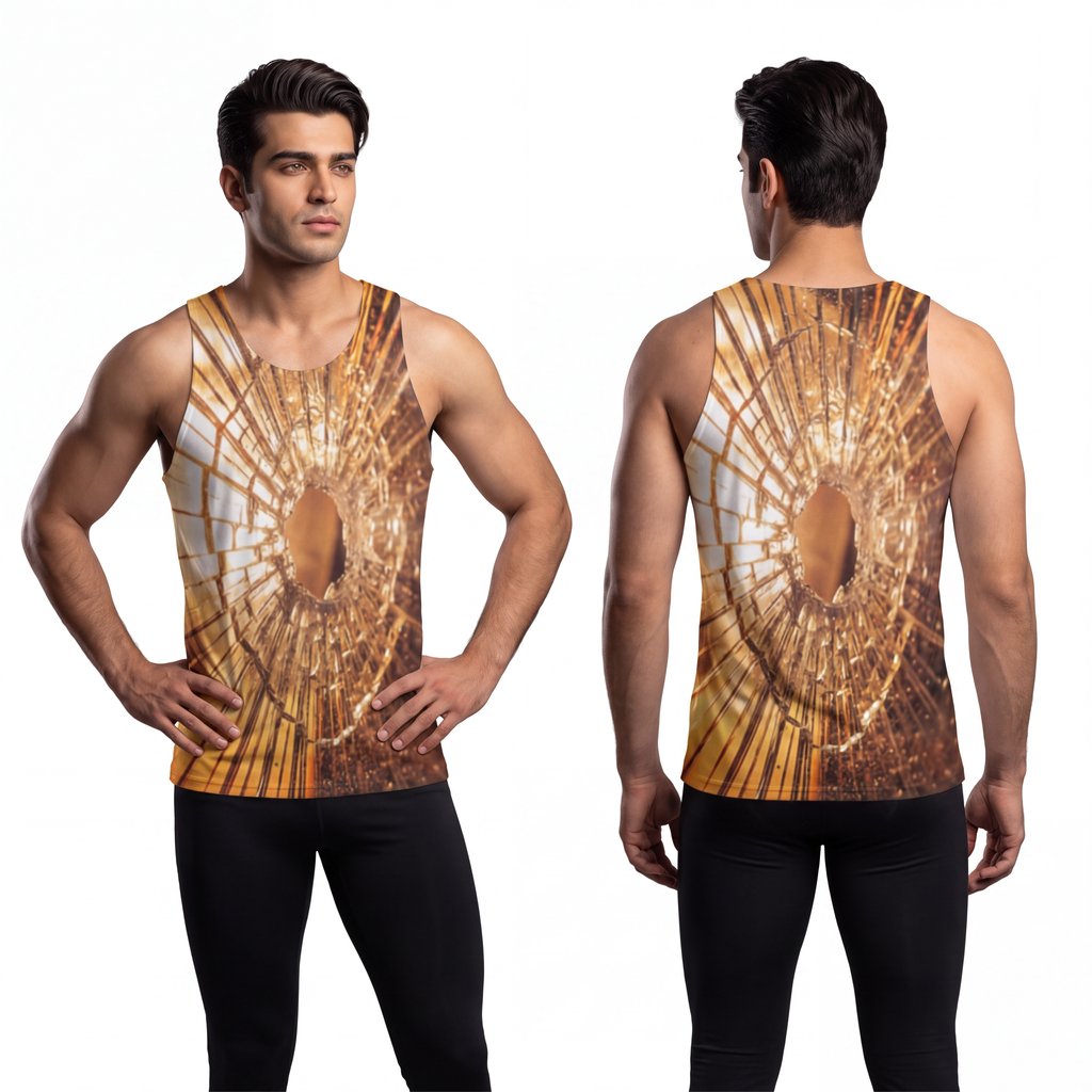 Men's Tank Top - Shattered Gold Summer Shirt | Echovira...