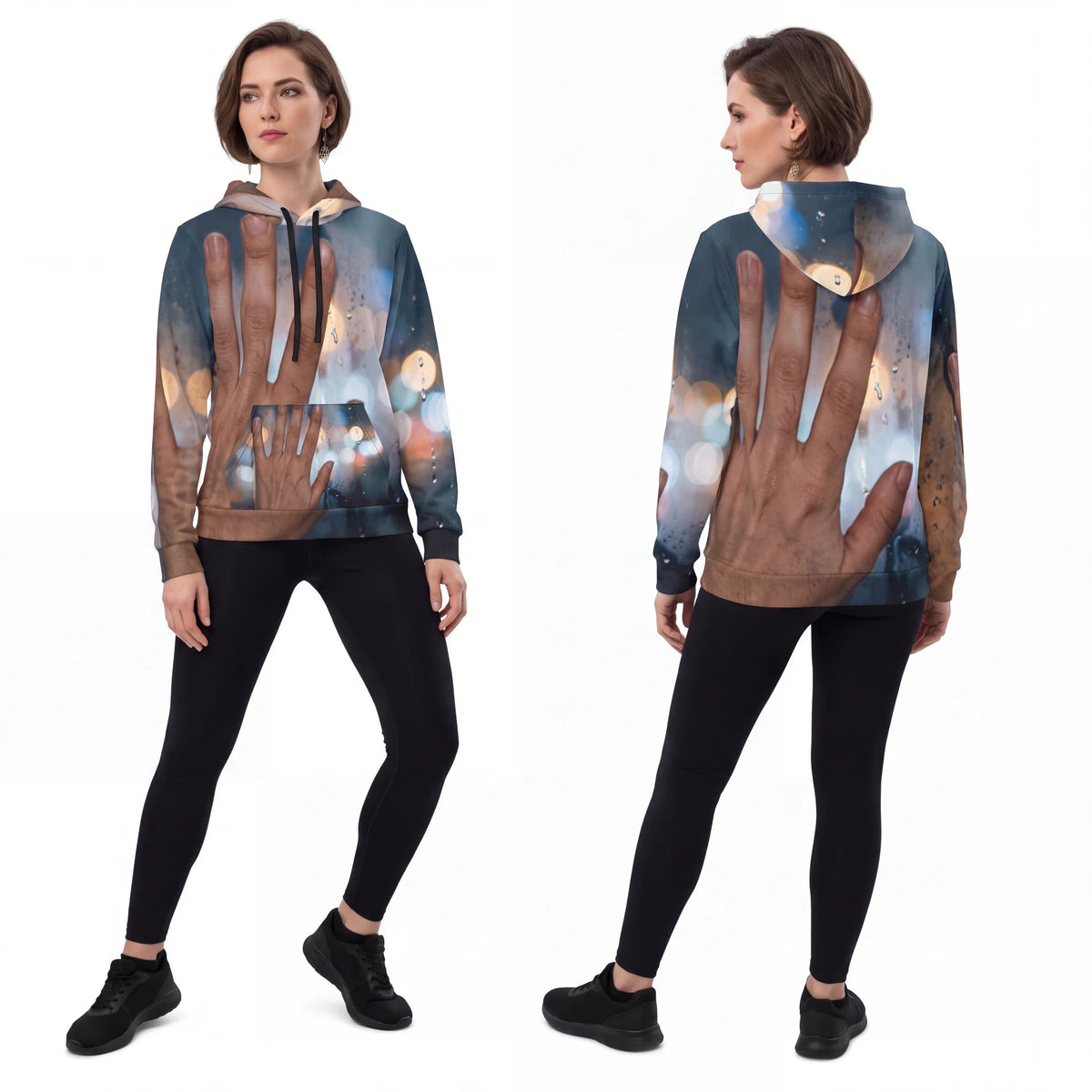 Women's Athletic Hoodie Rainy City Window