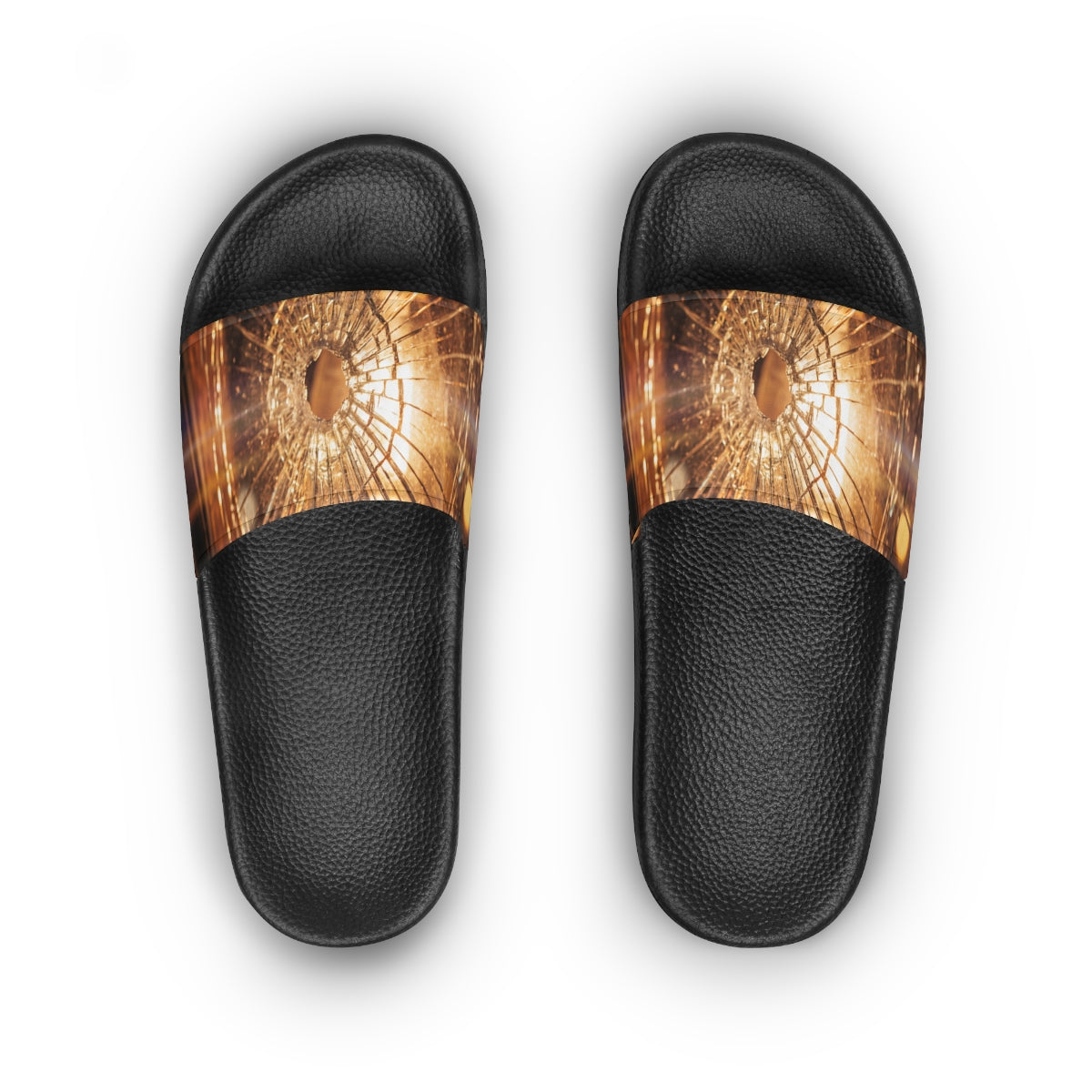 Women's Slide Sandals - Fractured Glow Broken Glass Art |...