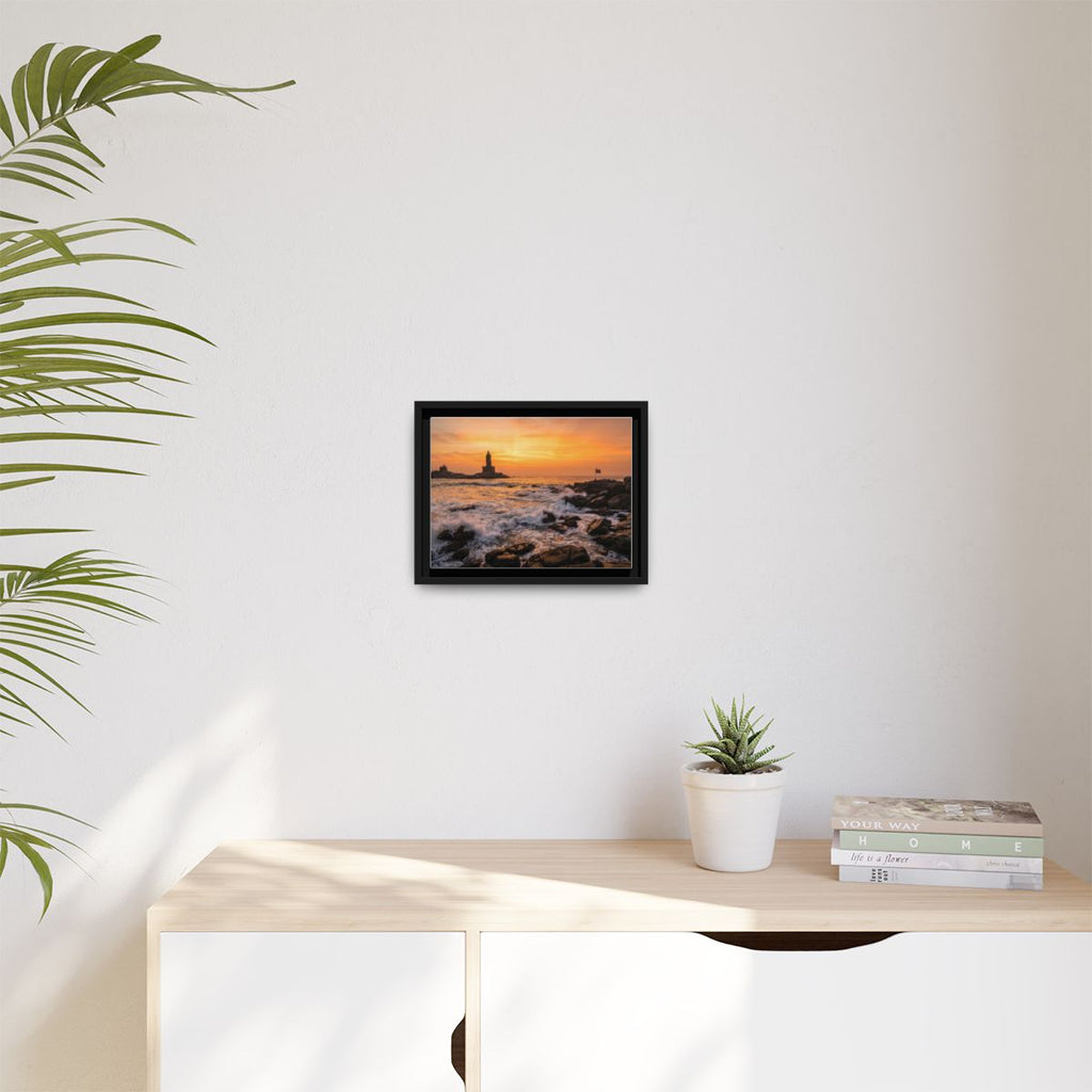 Framed Canvas - Golden Coast Dawn — Black / 1.25"