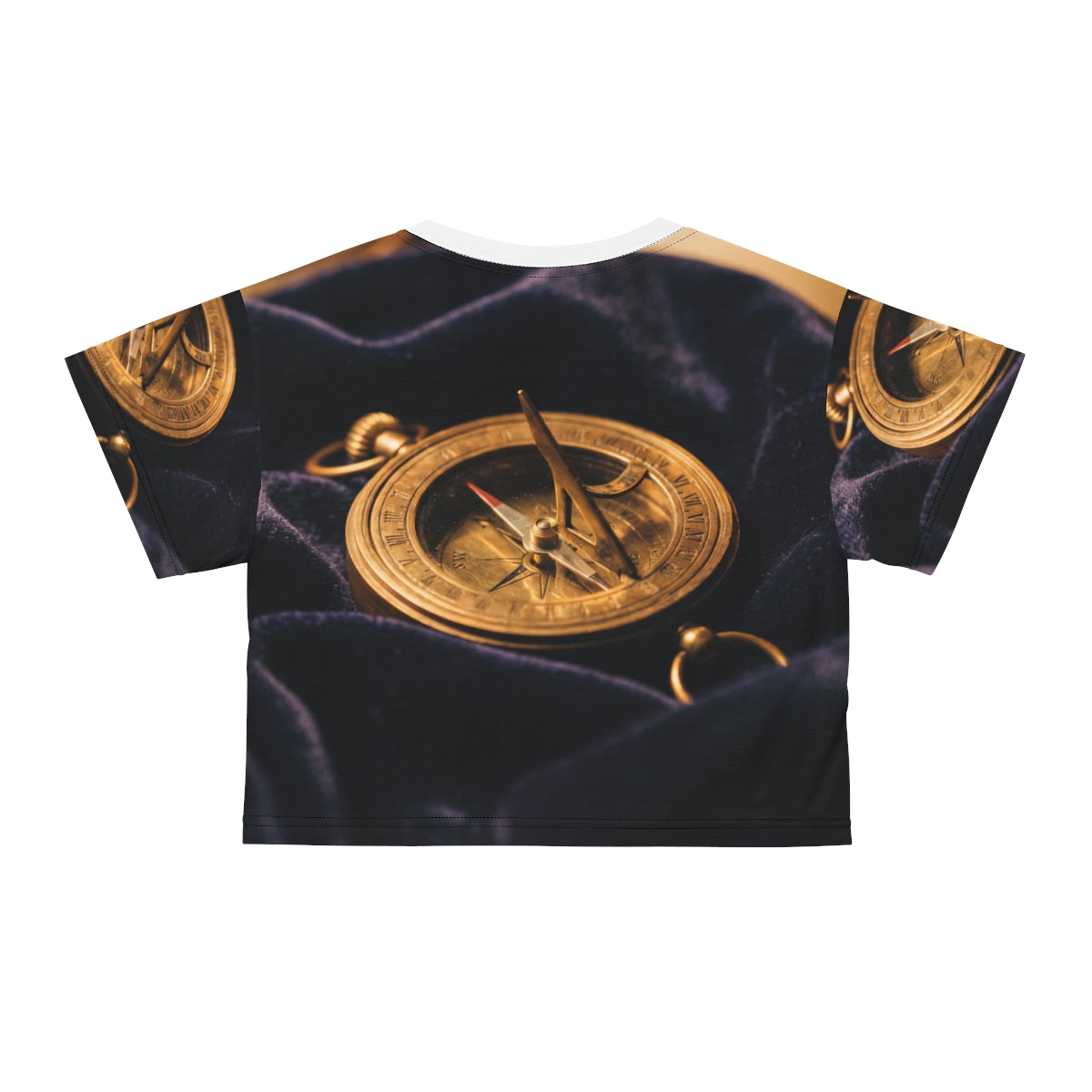 Vintage Brass Sundial Compass Crop Tee