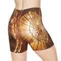 Women's Biker Shorts - Fractured Amber Glow Cinematic Art |...