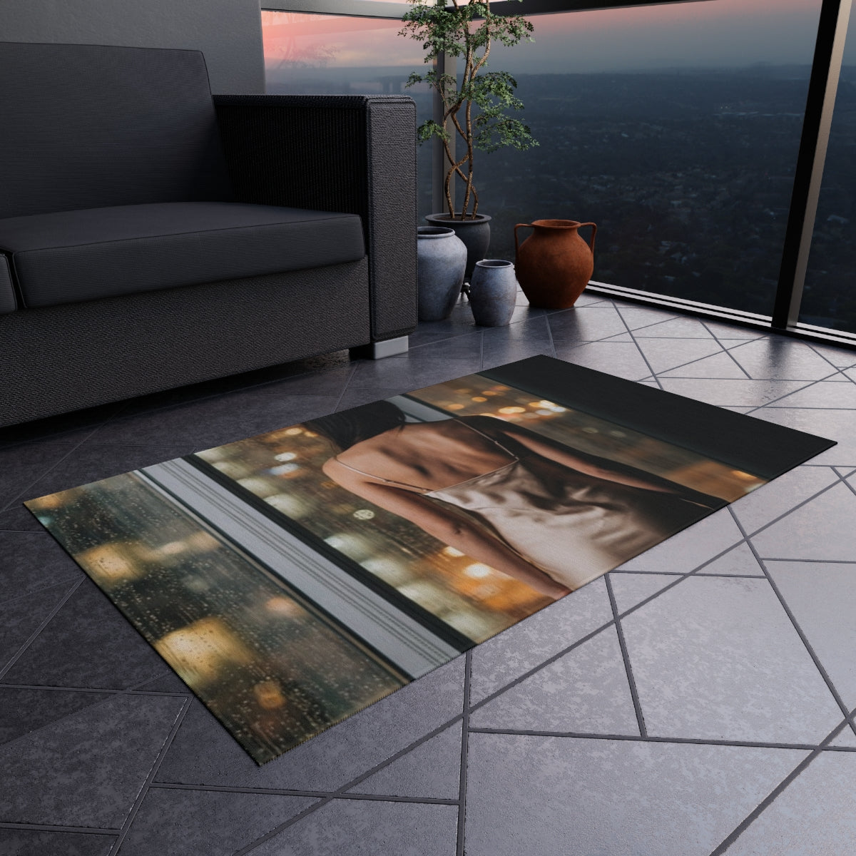 Outdoor Rug - Rooftop Balcony Night Rug | Echovira Gallery