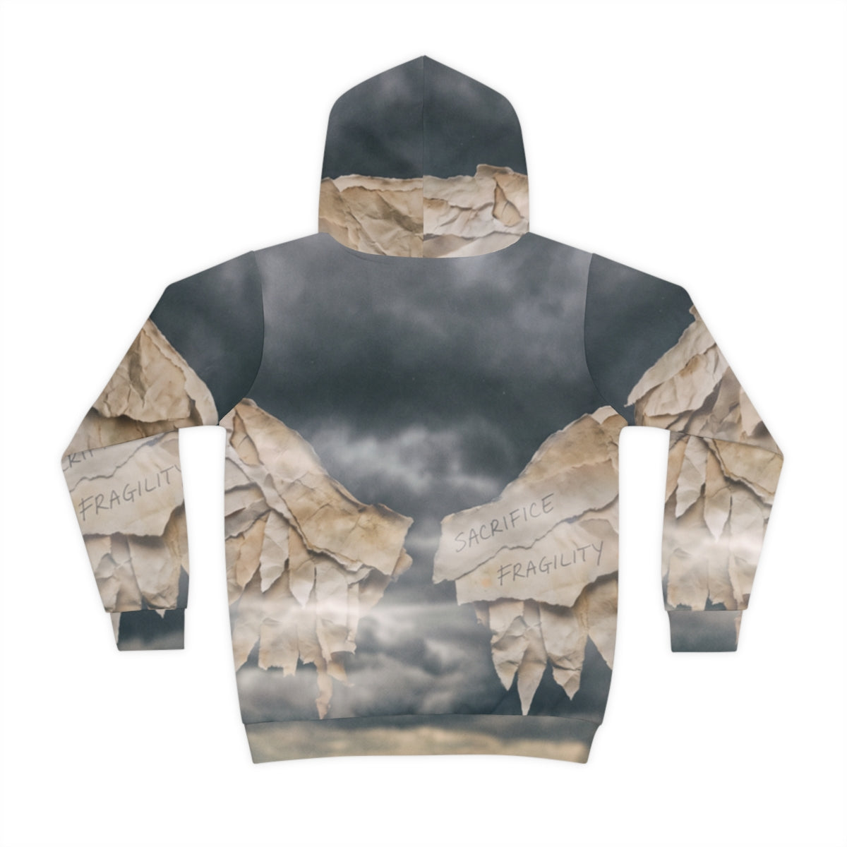 Children's Hoodie with Torn Paper Wings Art