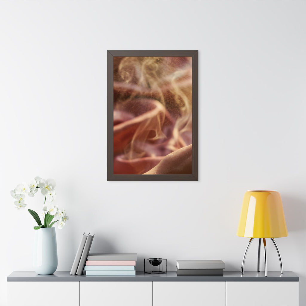 Framed Vertical Poster - Golden Mist Perfume Ritual Art —......