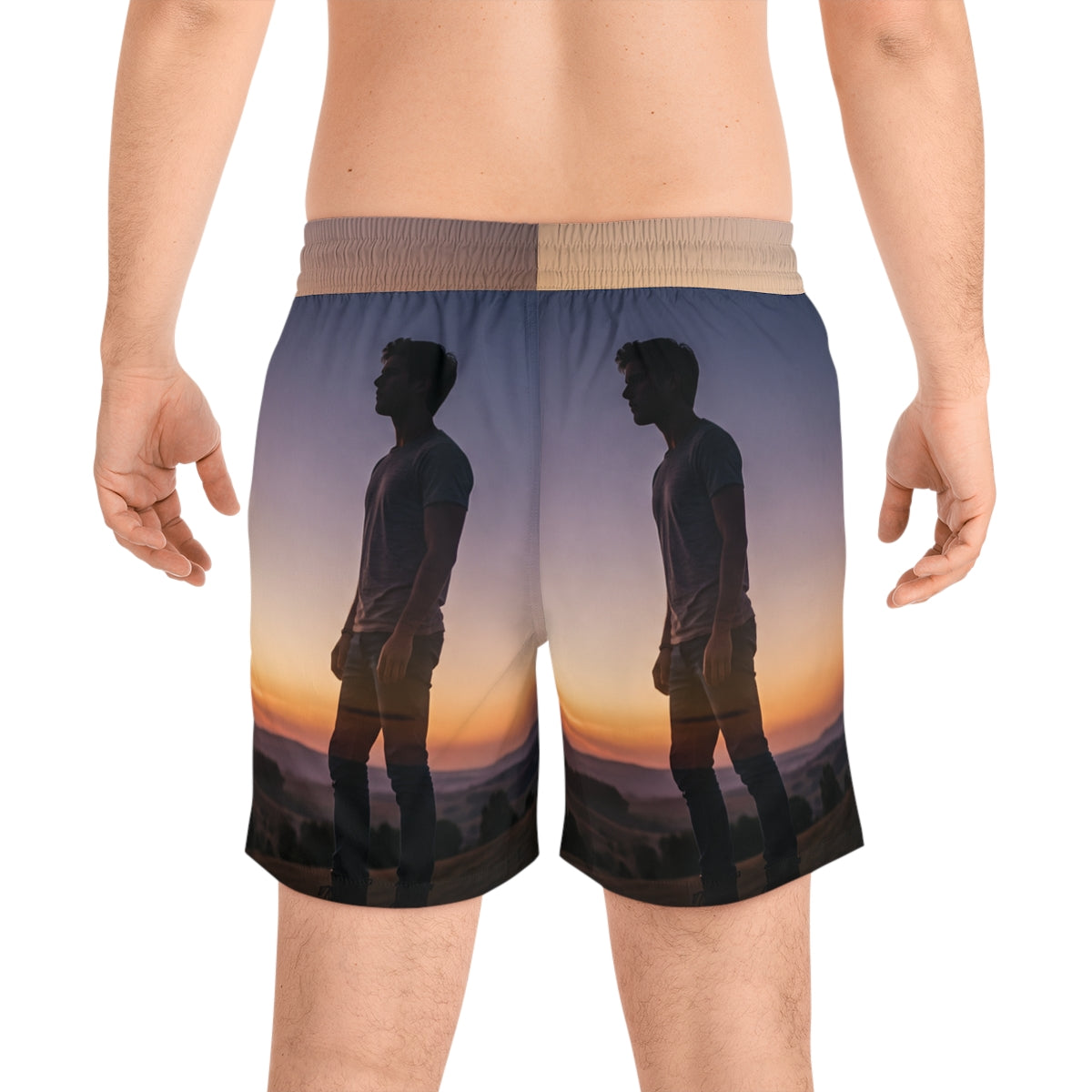 Men's Mid-Length Swim Shorts - Twilight Wanderer Golden Hour...