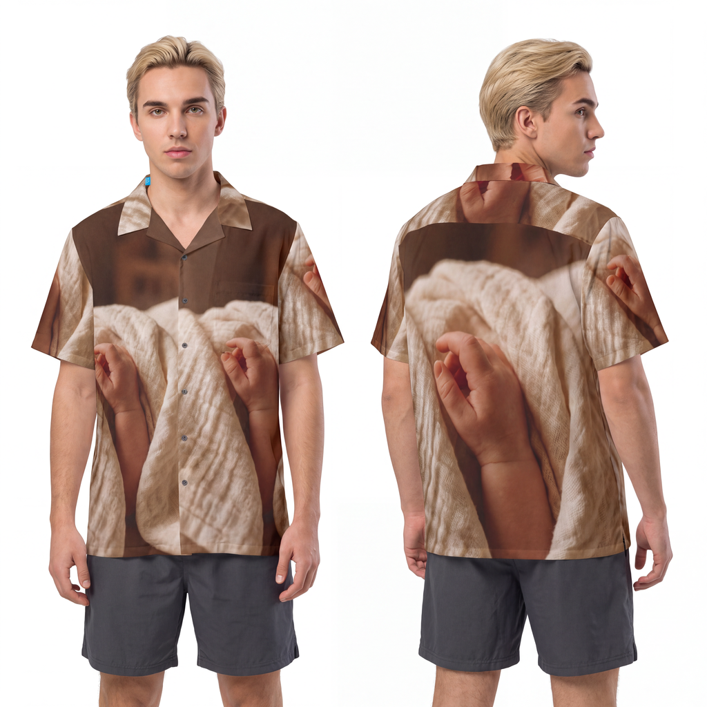 Men's Hawaiian Shirt - Tender Newborn Hand in Soft Muslin......