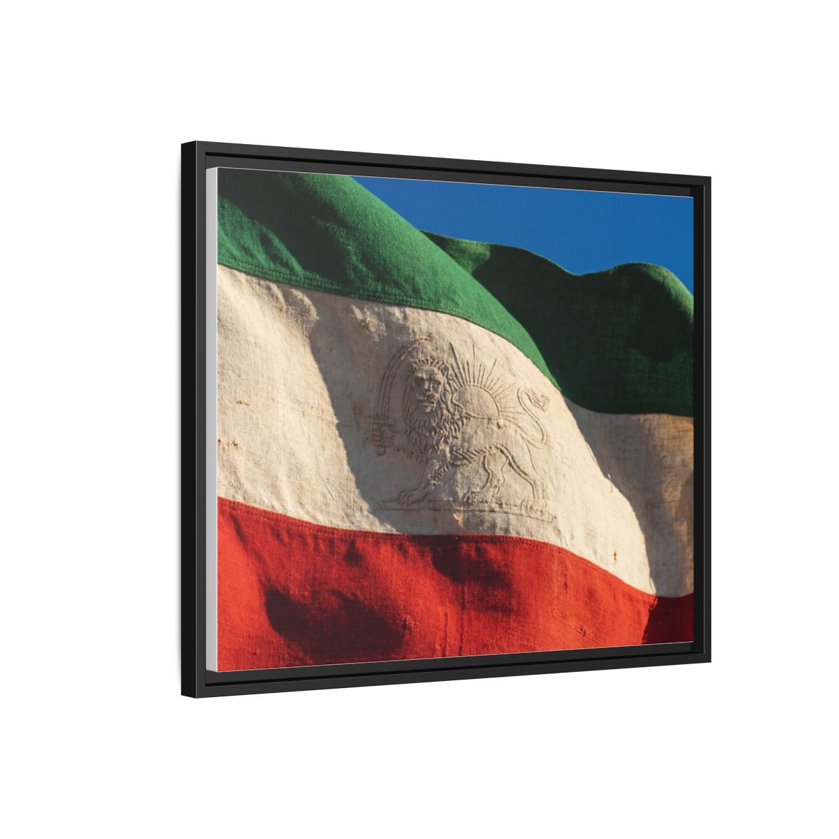 Framed Canvas Art - Distressed Flag — Black / 1.25"